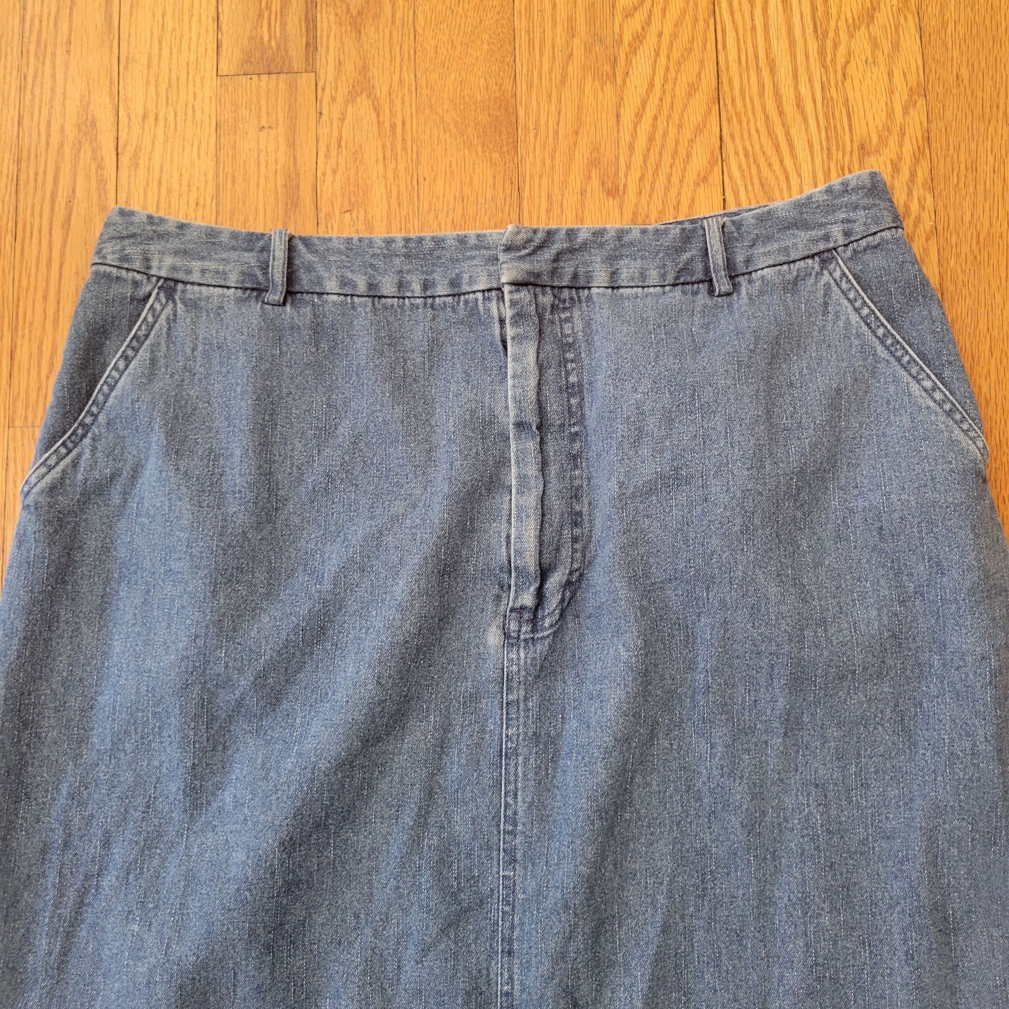 Vintage Kim Rogers Sport Denim Maxi Skirt 16 Cotton Blue Jean Modest Size 38" / US 16 / IT 52 - 6 Thumbnail