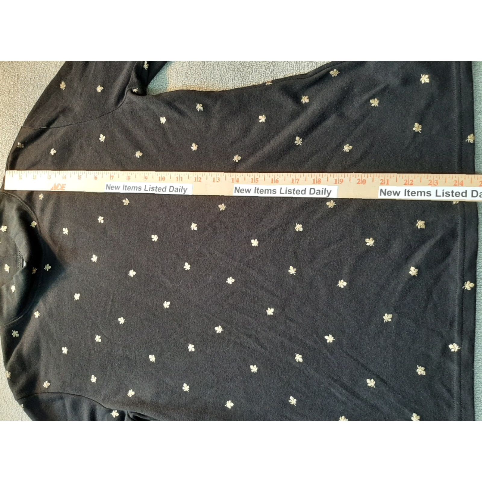 Vintage Karen Scott Shirt Womens Medium M Black Glitter Gold Leaf Pattern Top Size M / US 6-8 / IT 42-44 - 3 Thumbnail