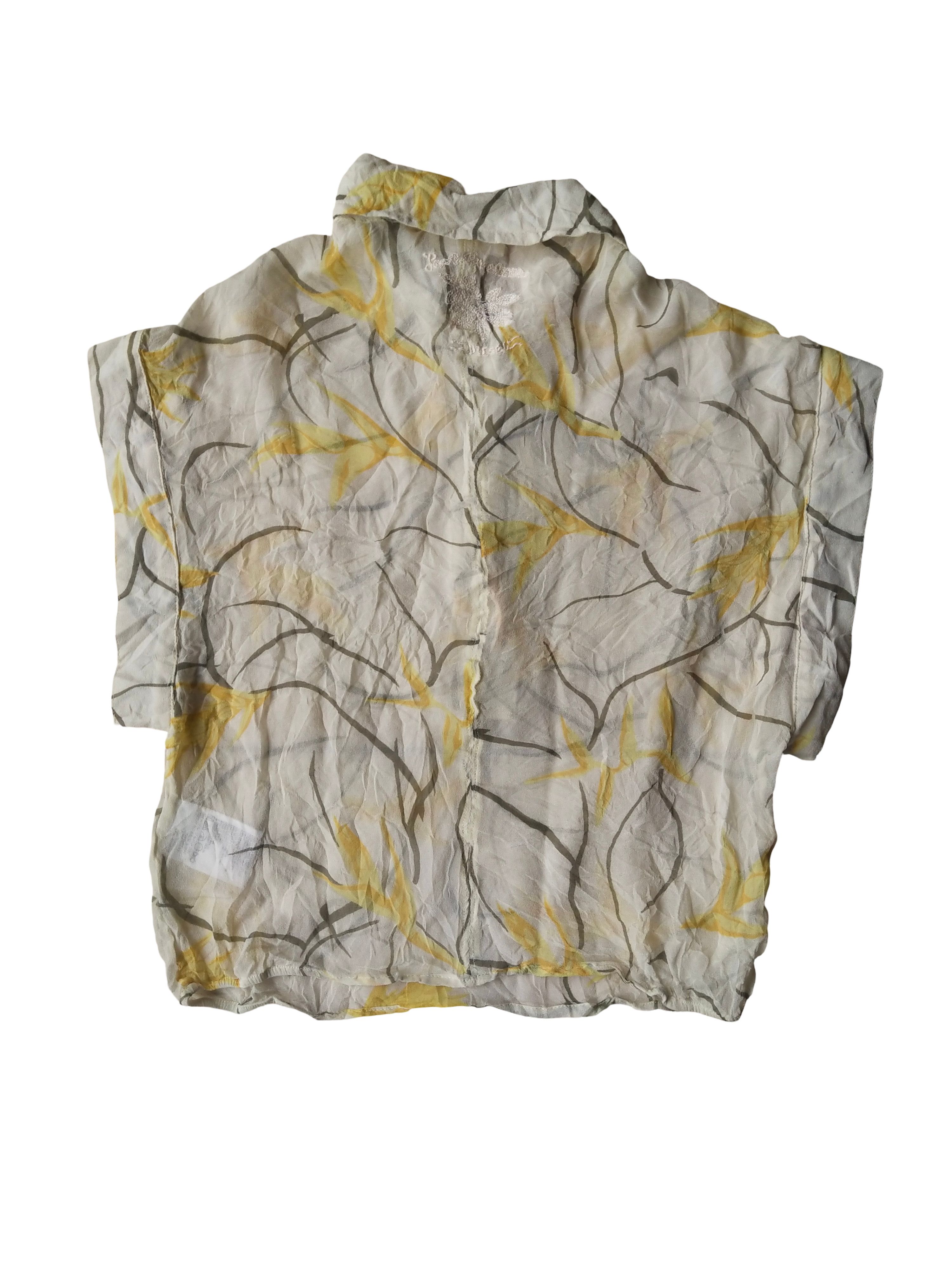 Diesel 2000S Diesel Silk Crinkle Sheer Floral Boho Blouse Top Y2K Size XS / US 0-2 / IT 36-38 - 4 Thumbnail