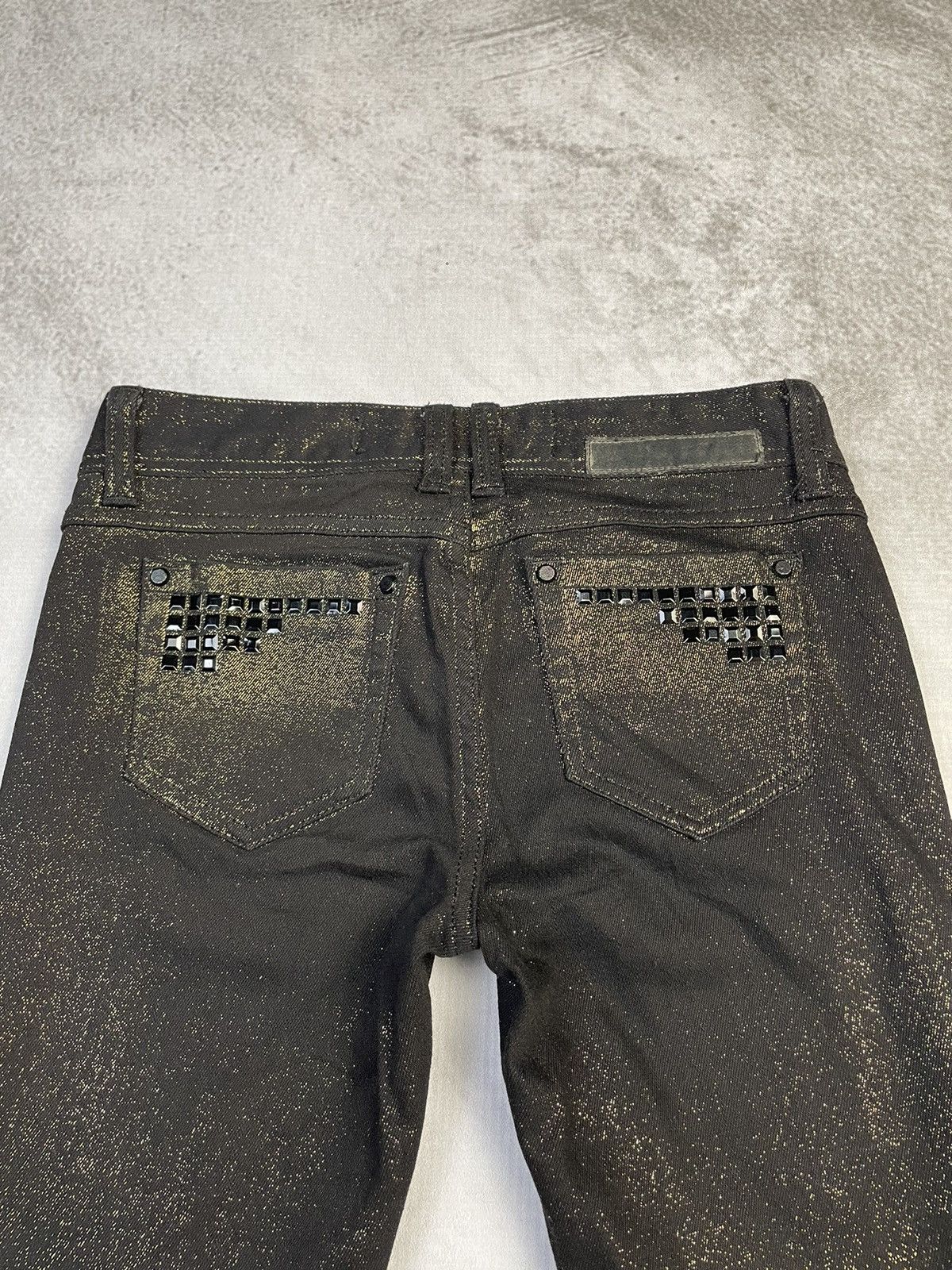Hysteric Glamour Y2k Egoist Gold Glitter Skinny Jeans D.i.a Style Gyaru Gal Size 25" / US 0 / IT 36 - 9 Thumbnail