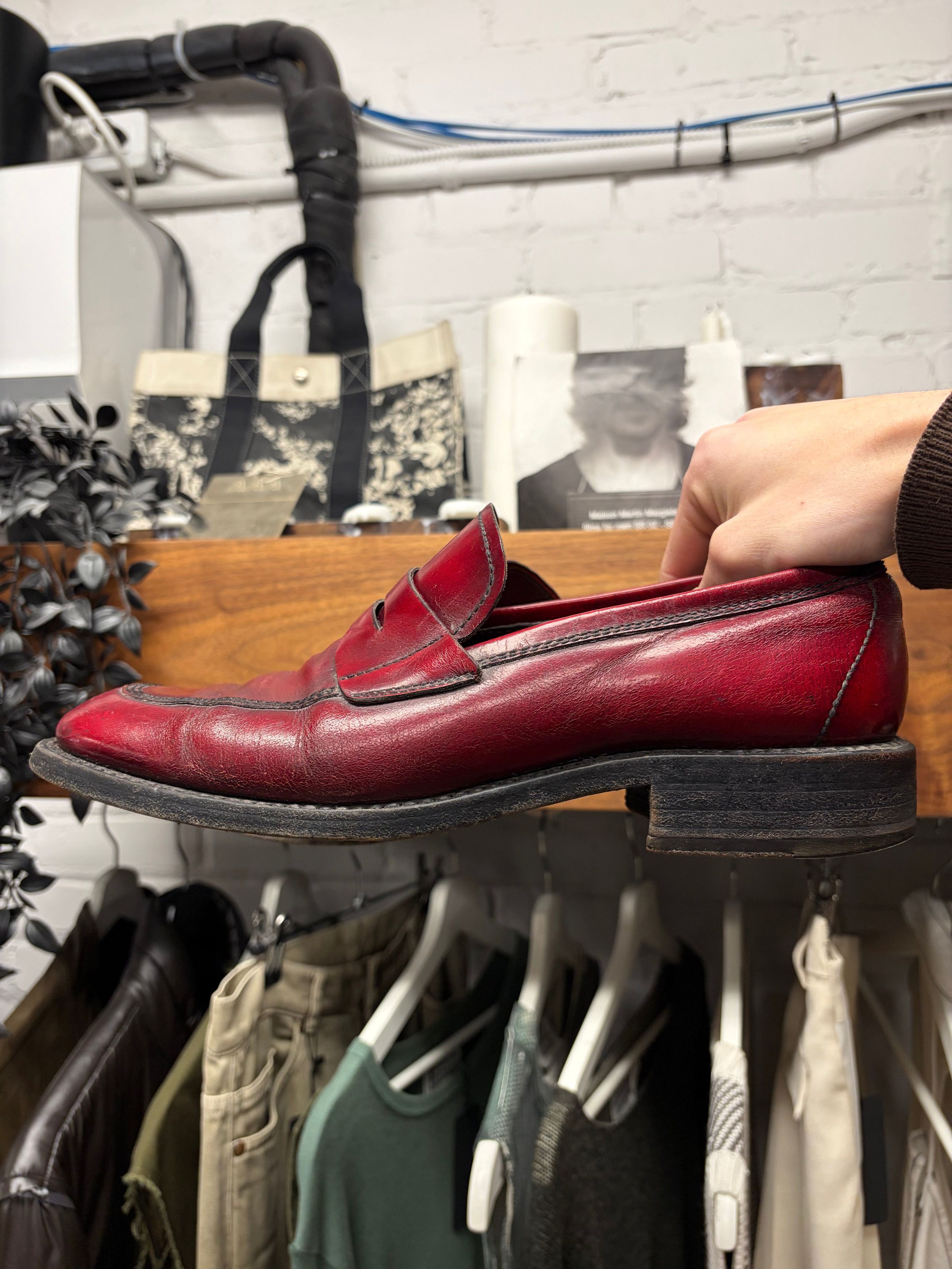 Prada Sample Prada Oxblood Red Leather Penny Loafers Size US 10 / EU 43 - 3 Thumbnail