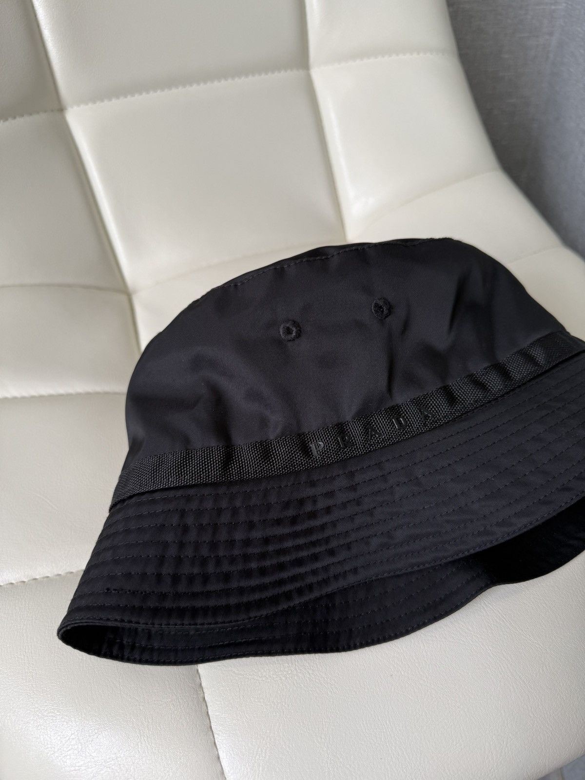 Prada Prada Nylon Bucket Hat Black Panama With Logo Made in Italy Size ONE SIZE - 4 Thumbnail