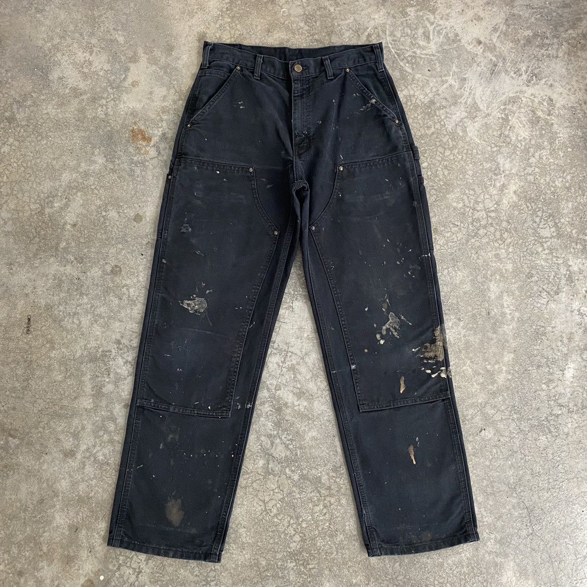Carhartt VTG Carhartt Double Knee Faded Black Stained Carpenter Pants Size US 31 - 3 Thumbnail