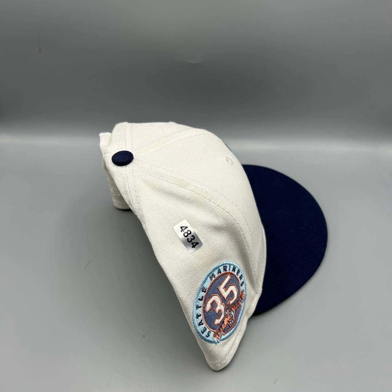New Era Seattle Mariners Hat Men 7 1/2 White Blue MLB Fitted Cap Size ONE SIZE - 8 Thumbnail