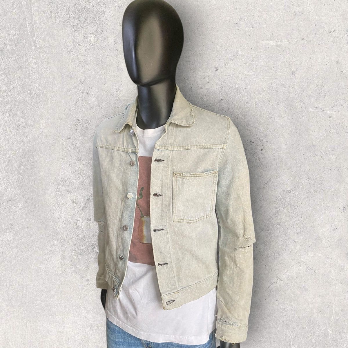 Helmut Lang Vintage Broken Denim Slim Jacket Mid Wash Size US S / EU 44-46 / 1 - 2 Thumbnail