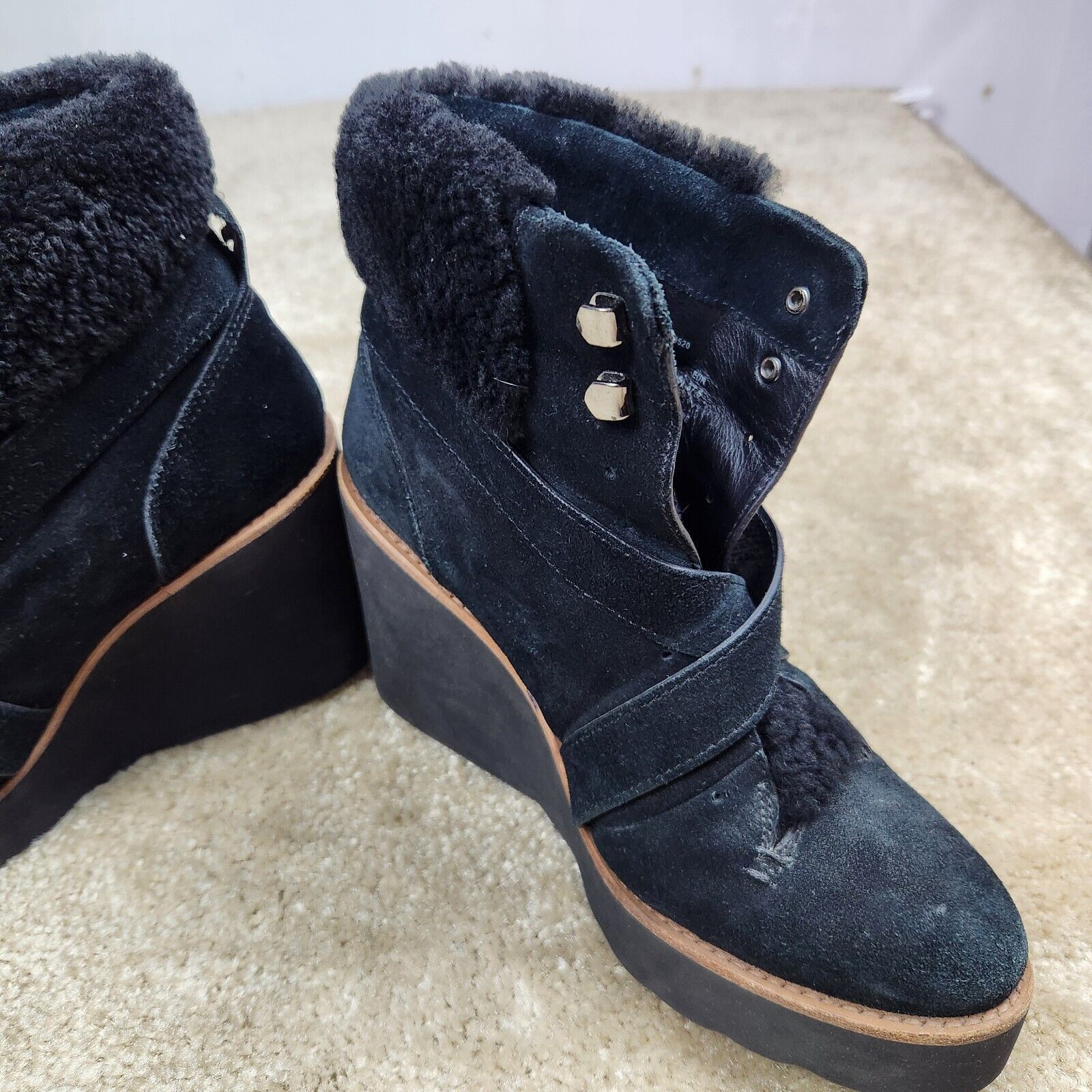Coach Coach Kenna Wedge Boots Suede Shearling Black Size 7.5 B Size US 7.5 / IT 37.5 - 5 Thumbnail