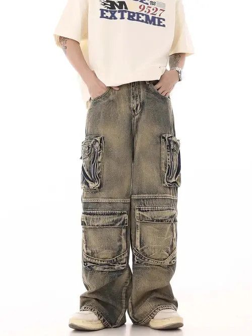 Japanese Brand Streetwear Cargo Multi Pocket Loose Baggy Pants Jeans Size US 32 / EU 48 - 3 Thumbnail