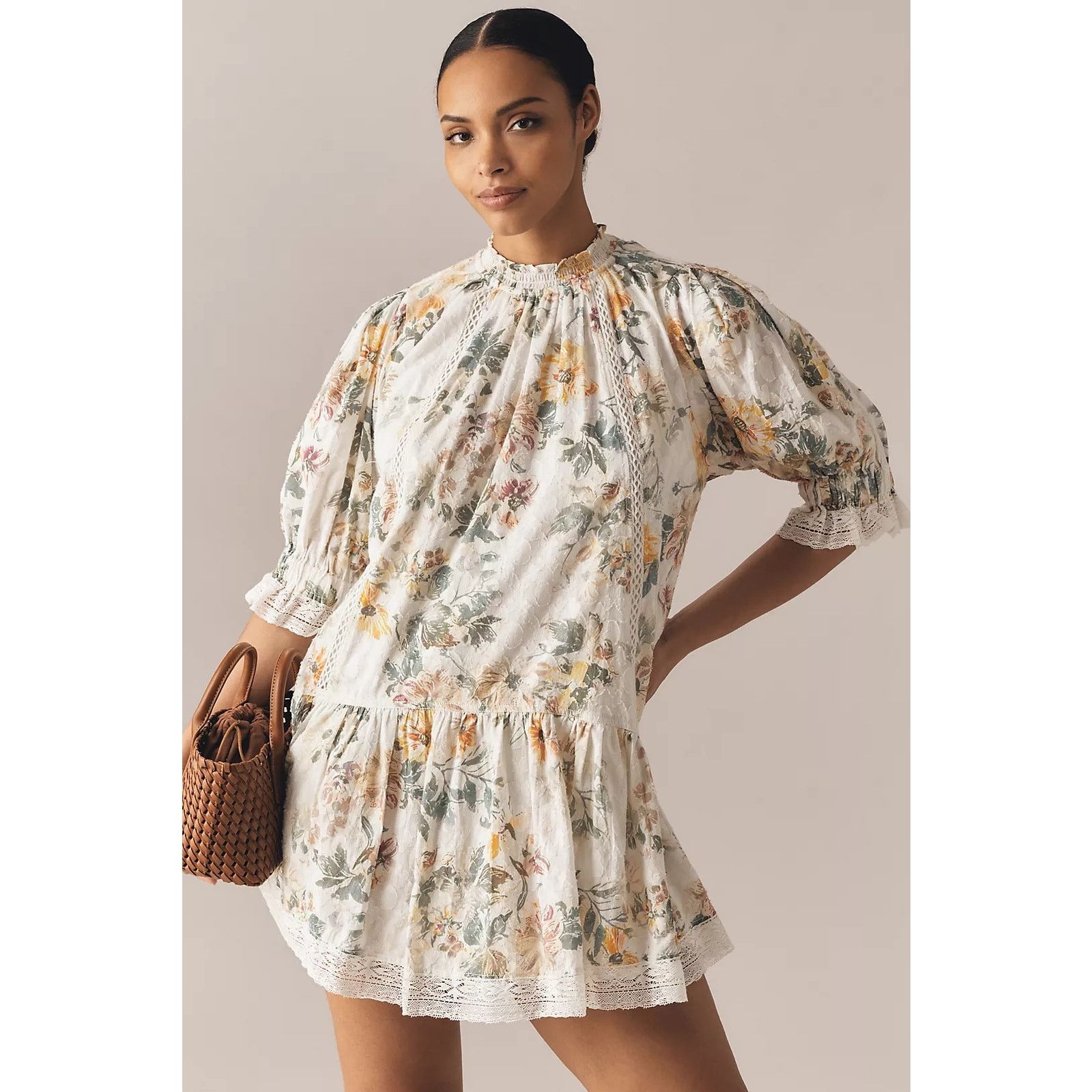Anthropologie NWT Pilcro Short-Sleeve Mock-Neck Ruffle Mini Dress $168 XL Size XL / US 12-14 / IT 48-50 - 4 Thumbnail