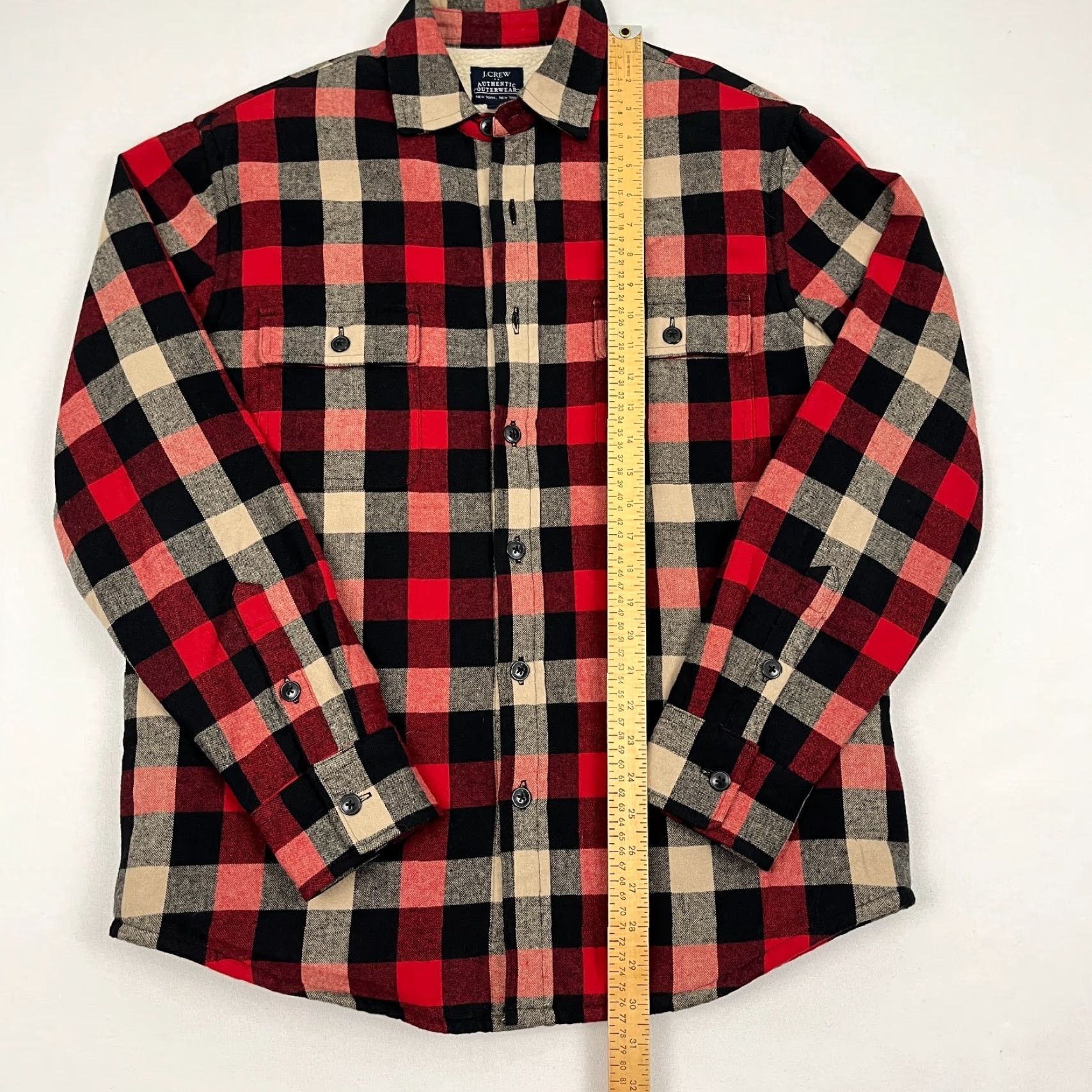 J.Crew VINTAGE J.CREW SHERPA LINED FLANNEL SHIRT JACKET Mens M Plaid Heavy Workwear Shacket L/S Size US M / EU 48-50 / 2 - 3 Thumbnail