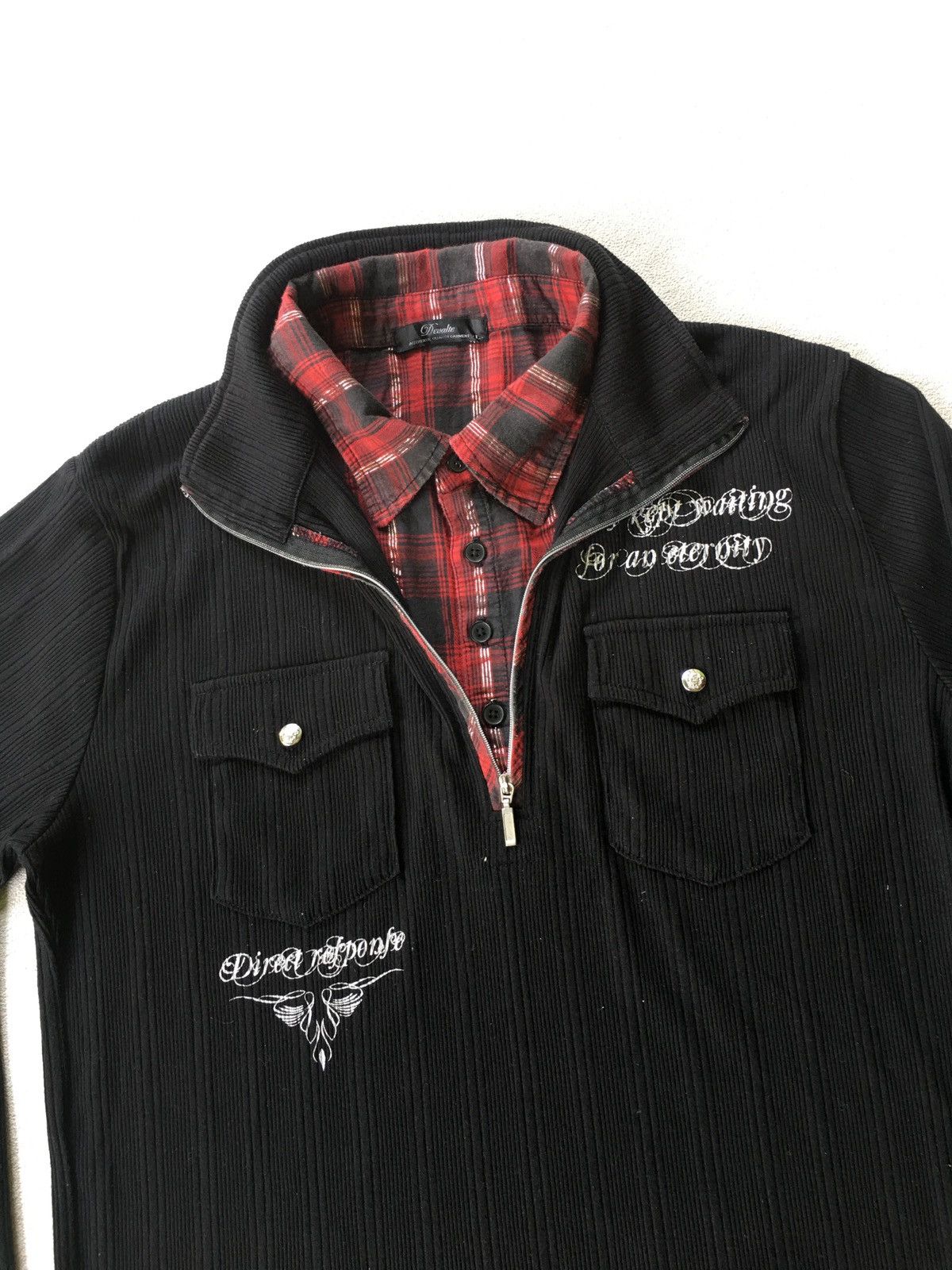 Japanese Brand 2000s Devalte Poem Double Neck Longsleeve Size US L / EU 52-54 / 3 - 2 Thumbnail