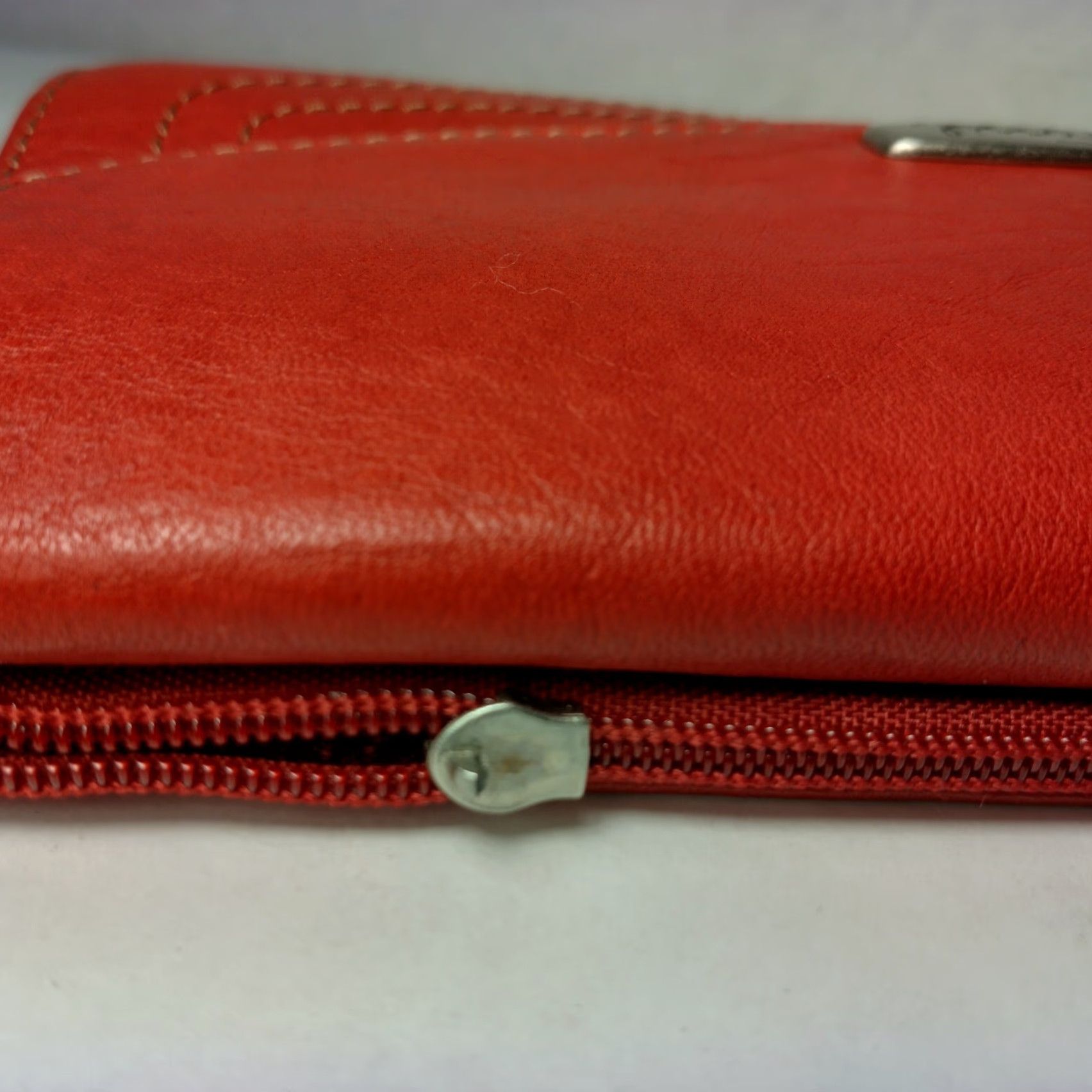 Fossil Fossil Wallet Tri-fold Red Leather 12 Card Slots Checkbook ID Window 2 Bill Slots Change Slot Zipper Works Womens Size ONE SIZE - 6 Thumbnail