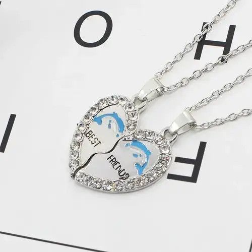 Other 2PCS Dolphin Heart Necklace Size ONE SIZE - 3 Thumbnail