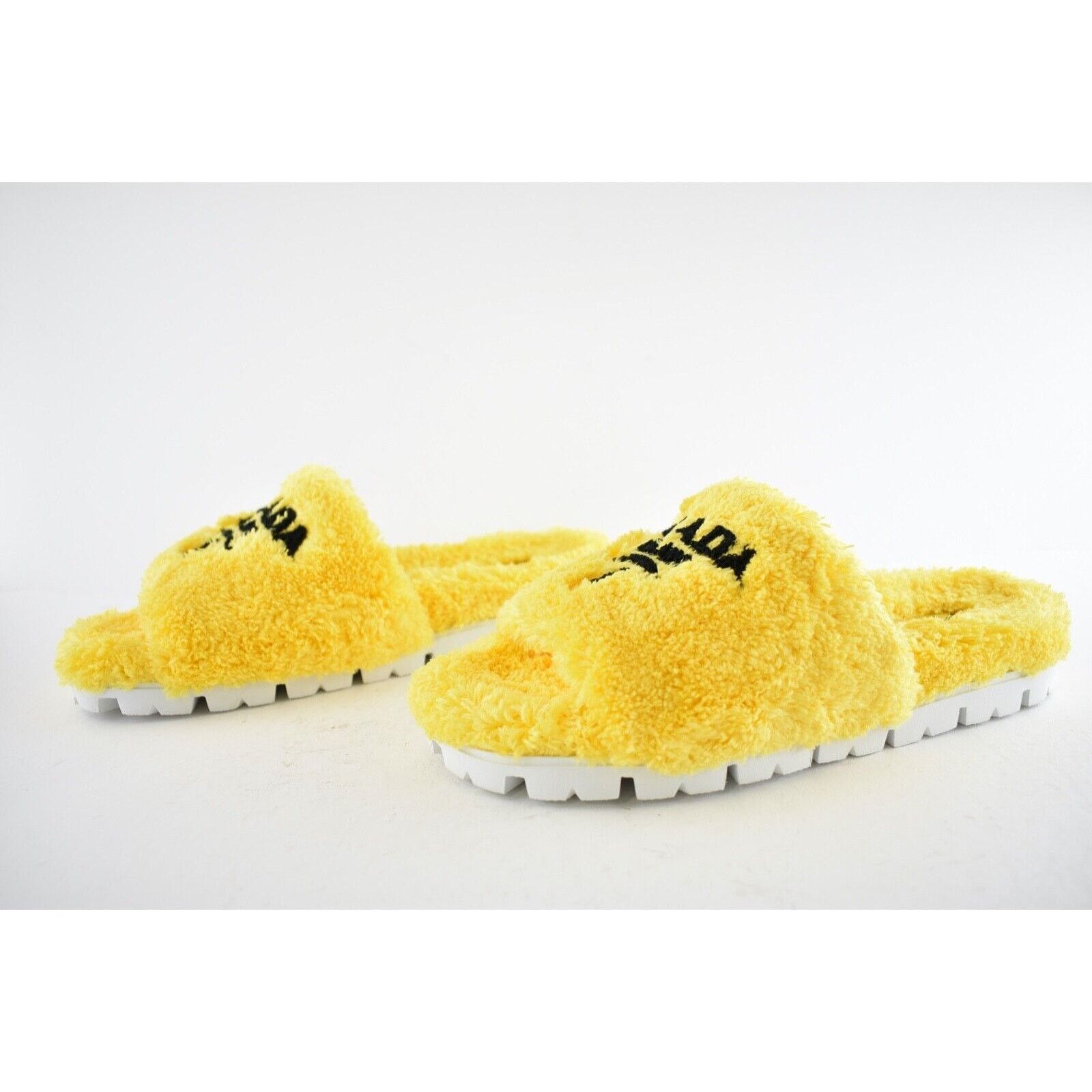 Prada Prada Yellow Terry Cloth Black Logo Slide Sandal Rubber Sole Size US 6 / IT 36 - 10 Thumbnail