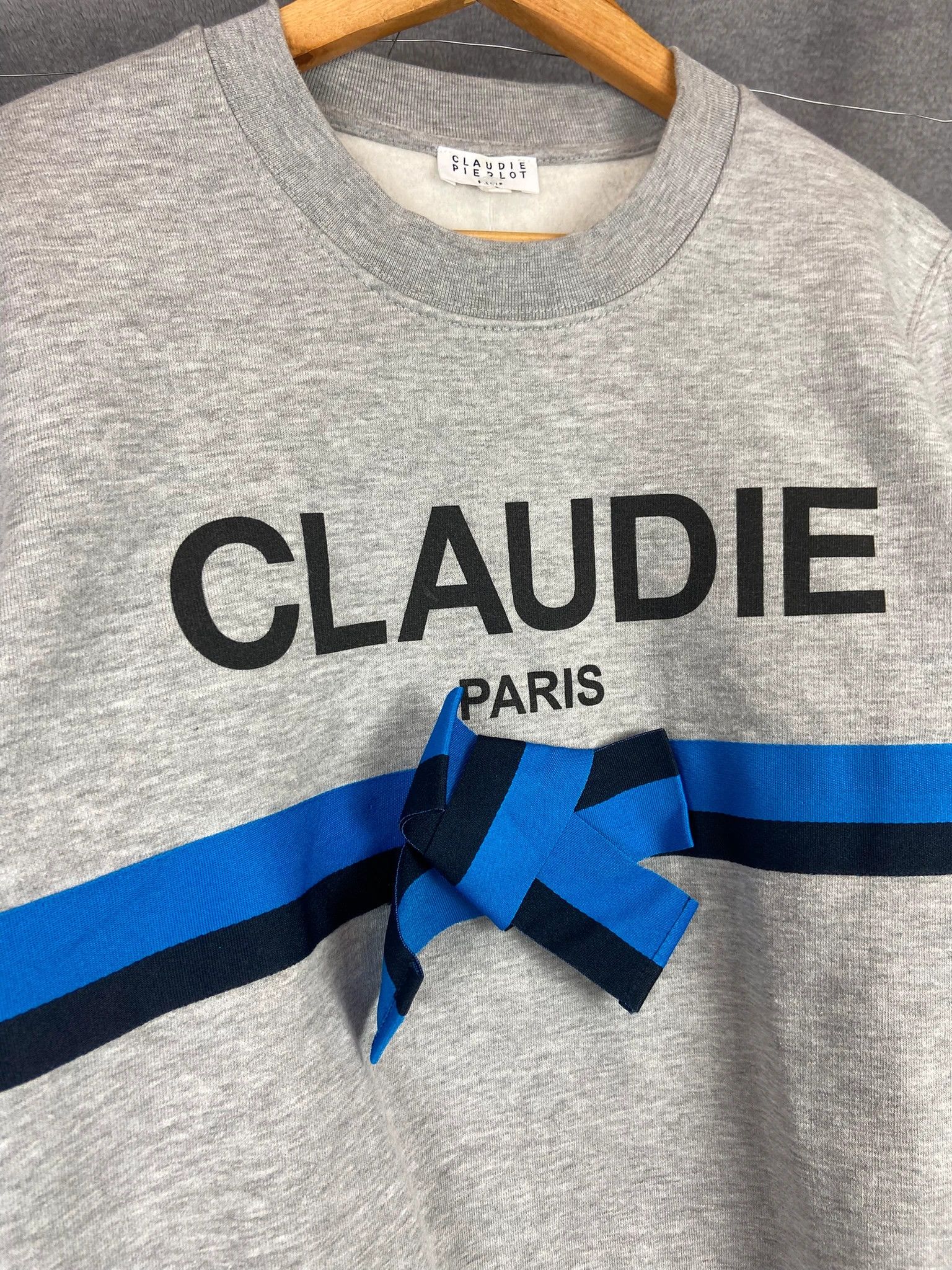 Vintage Claudie Pierlot Paris Grey Sweatshirt Bow Streetwear S Size S / US 4 / IT 40 - 2 Thumbnail