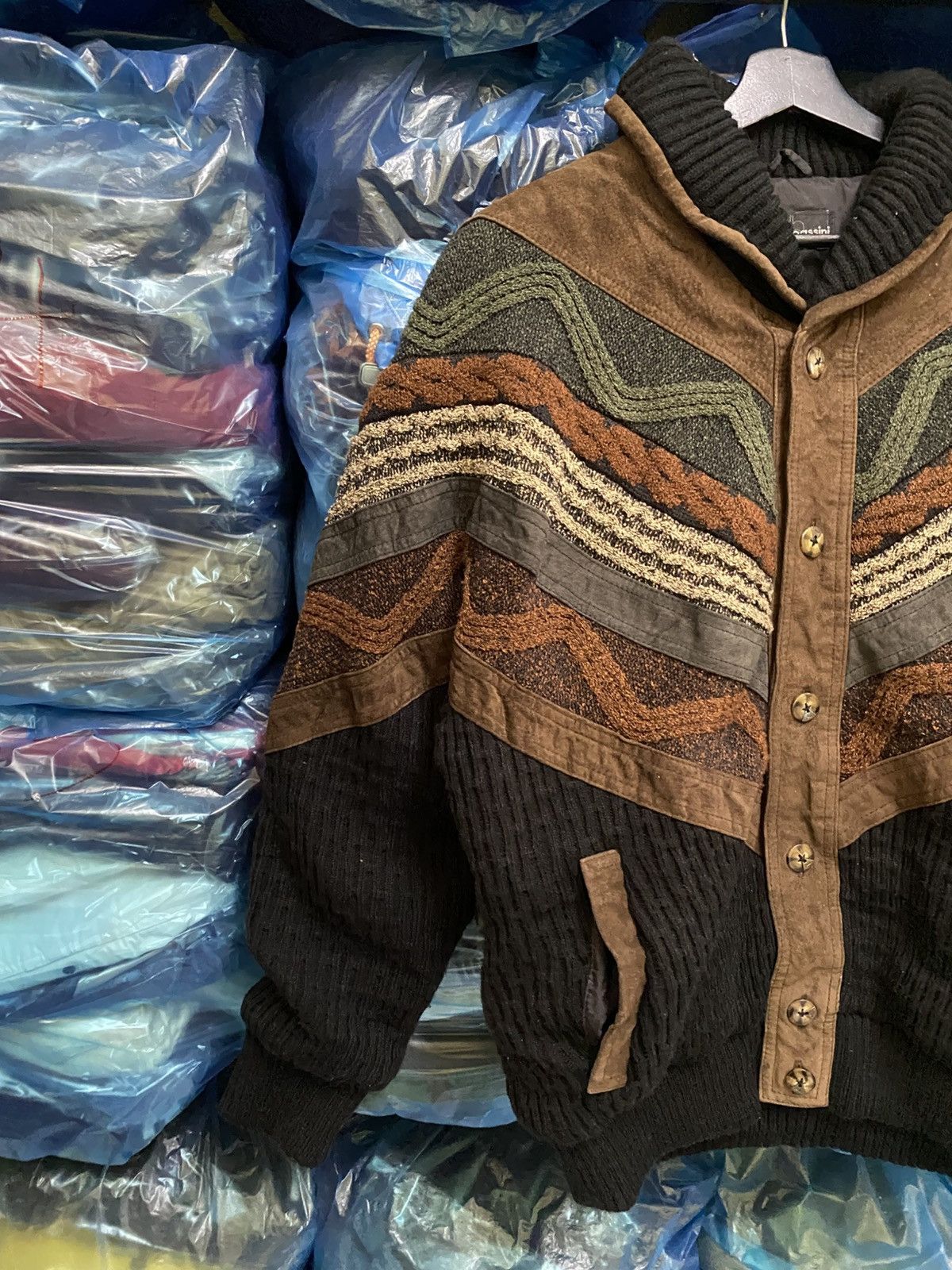 Vintage Vintage Arnaldo Bassini Italian Knit Suede Patchwork Jacket Size US L / EU 52-54 / 3 - 7 Thumbnail