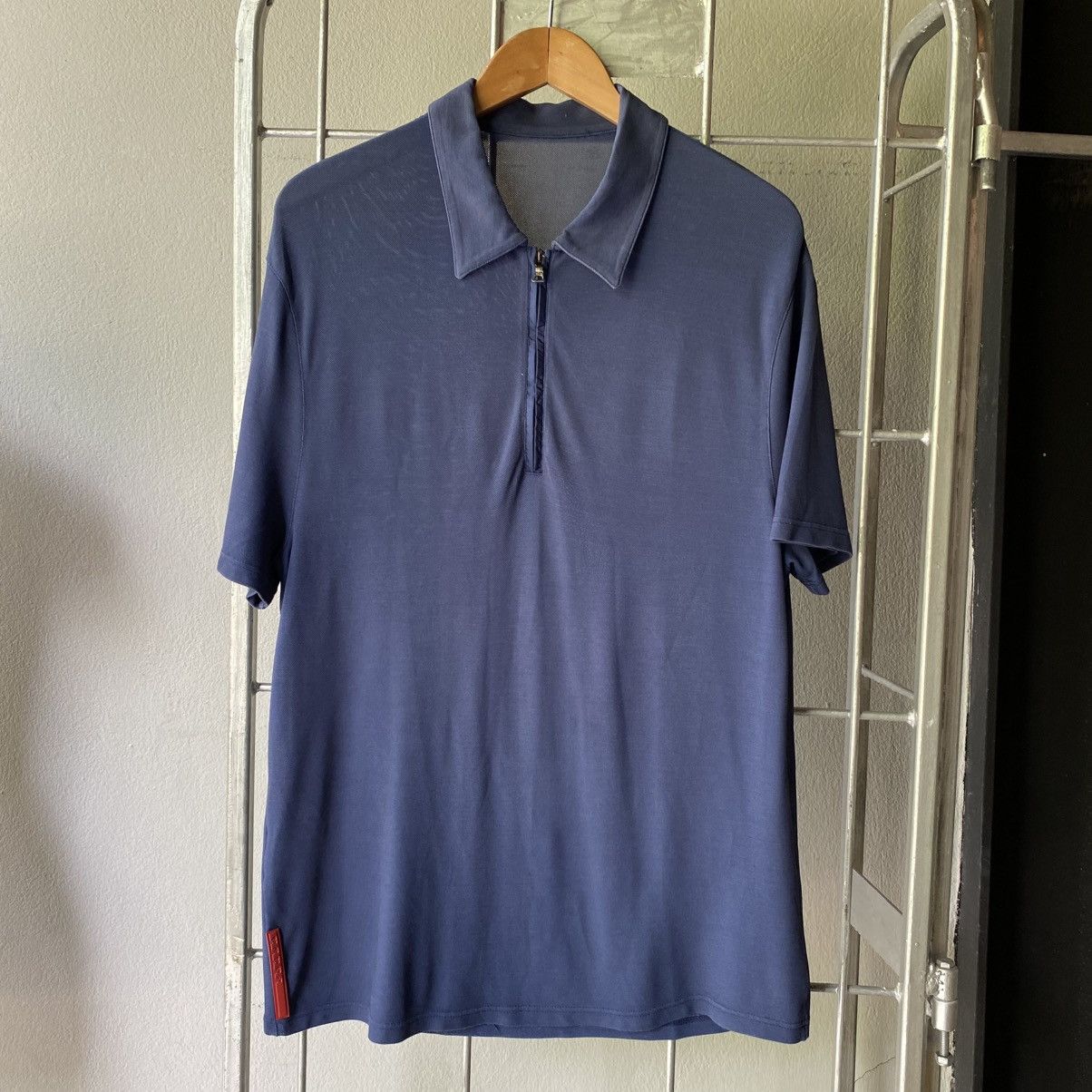 Prada PRADA Navy Short Sleeve Zip Shirt Size US M / EU 48-50 / 2 - 1 Thumbnail