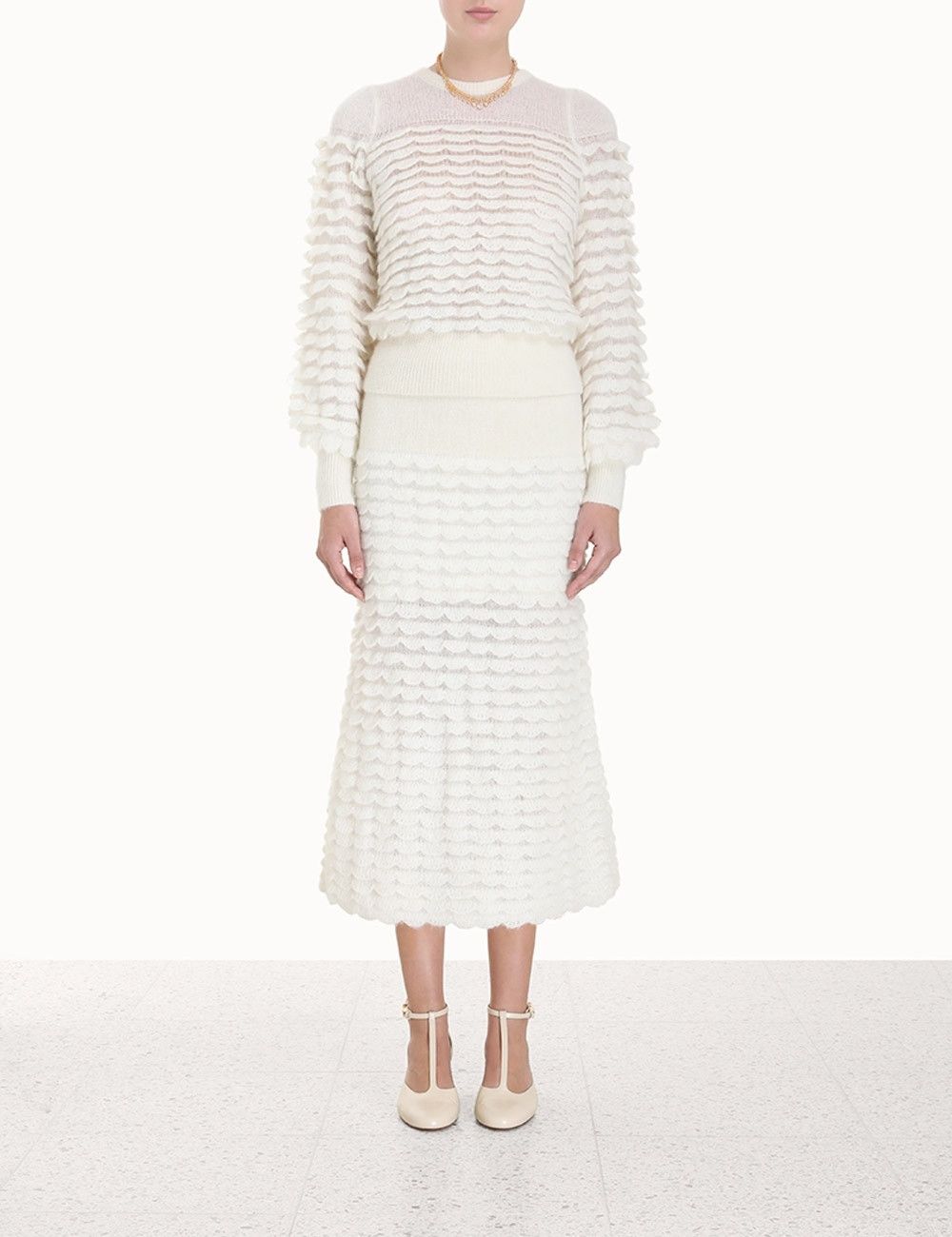 Zimmermann oc11z0425 Luminosity Scallop Skirt in Ivory Size 27" / US 4 / IT 40 - 3 Thumbnail