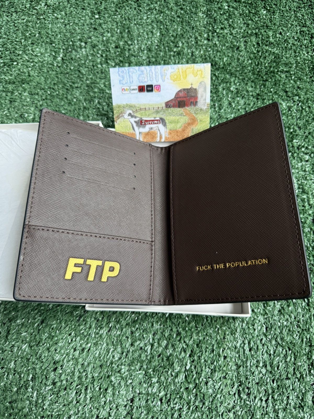 Fuck The Population FTP LOGO RÉPÉTÉ PASSPORT HOLDER(BROWN) Size ONE SIZE - 2 Thumbnail