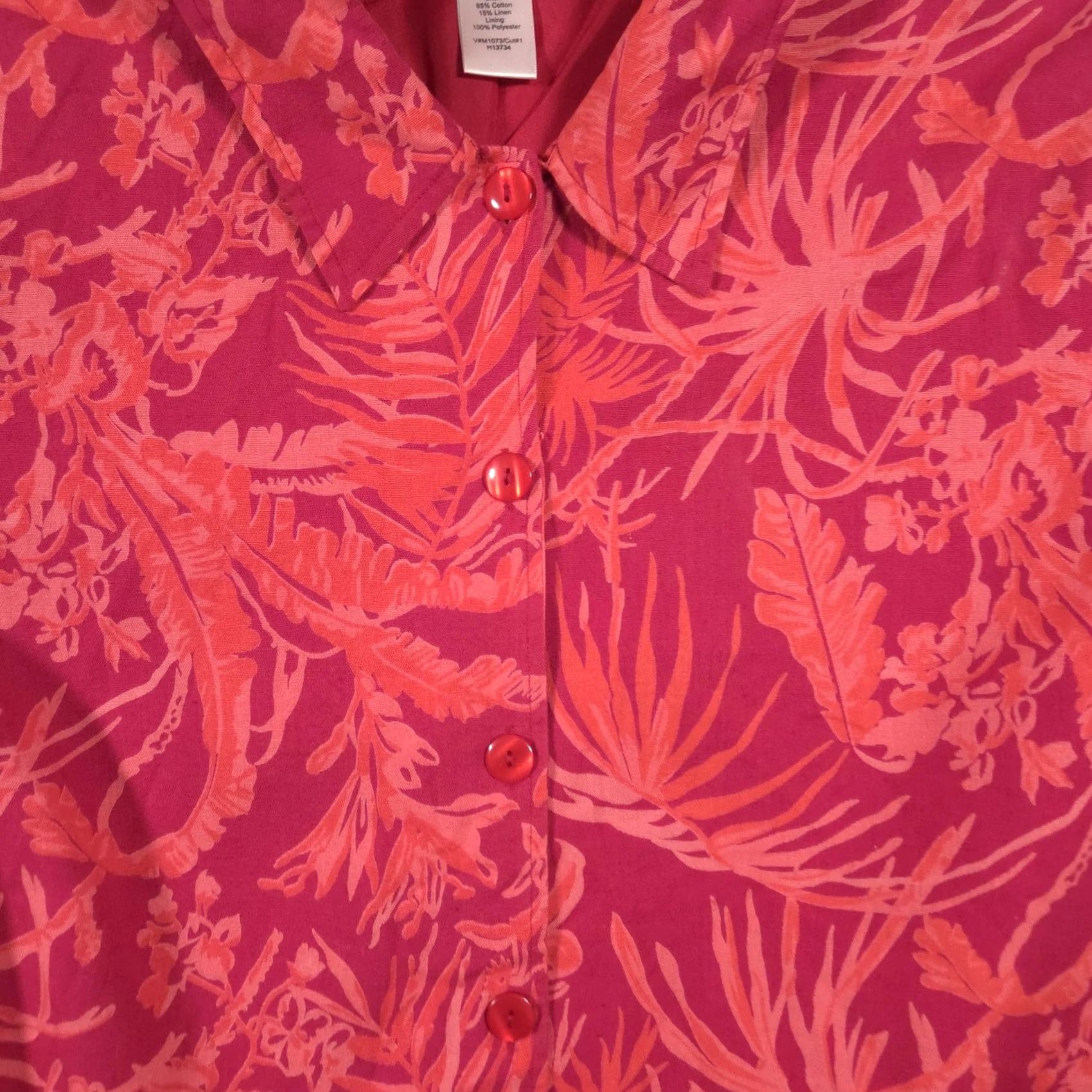 Coldwater Creek Coldwater Creek Shirt Womens L Pink Floral Tropical Button Front Lined Top Size L / US 10 / IT 46 - 4 Thumbnail