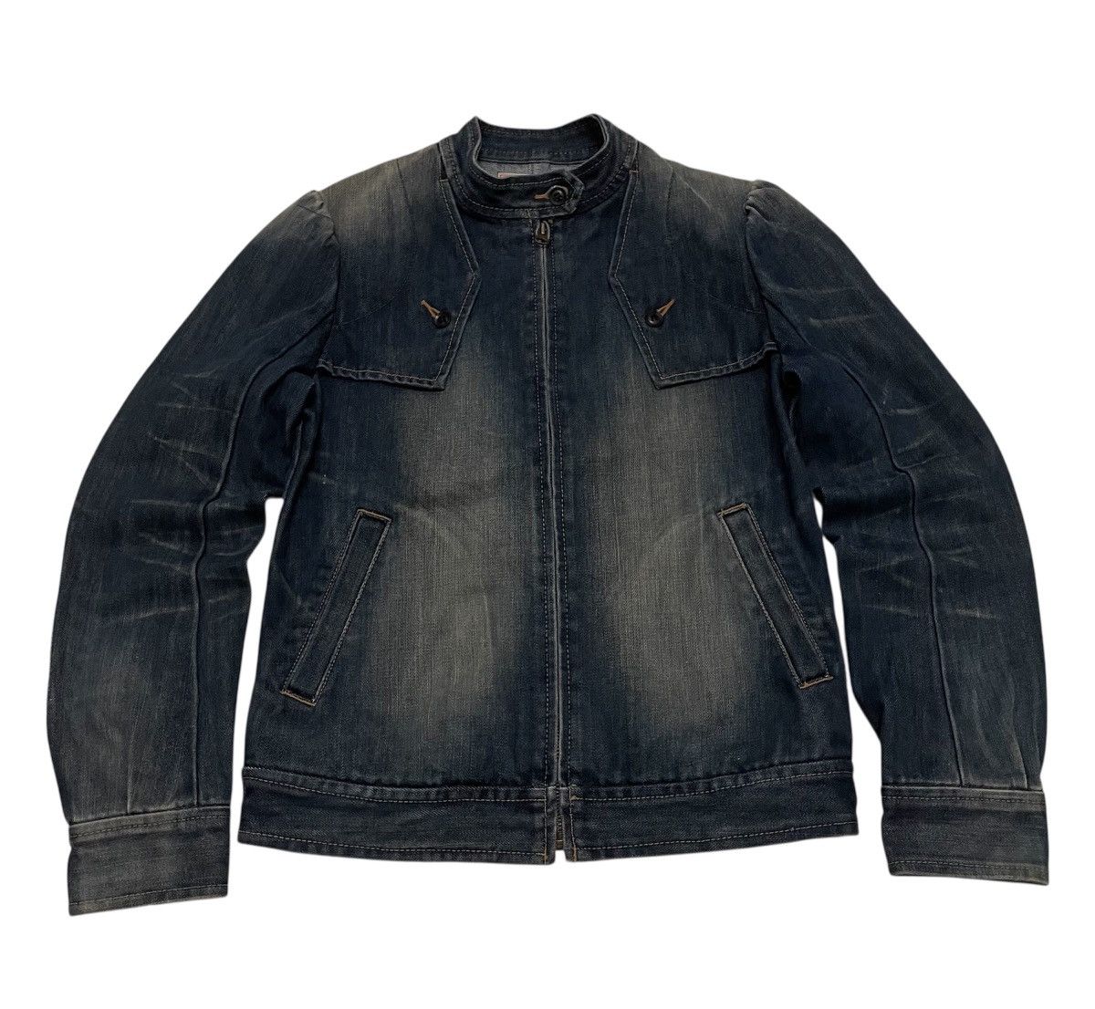 Japanese Brand RNA Inc. Woman Denim Bikers Jacket Size M / US 6-8 / IT 42-44 - 1 Thumbnail
