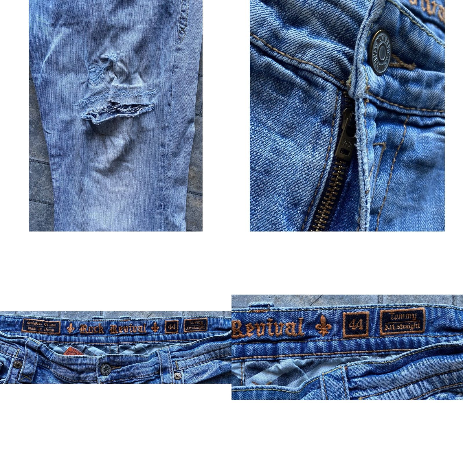 Vintage Rock Revival Jeans Straight Mens Size 44 Damaged Blue Jeans Mens Rock Revival Straight 44 Damaged Size US 44 / EU 60 - 8 Thumbnail