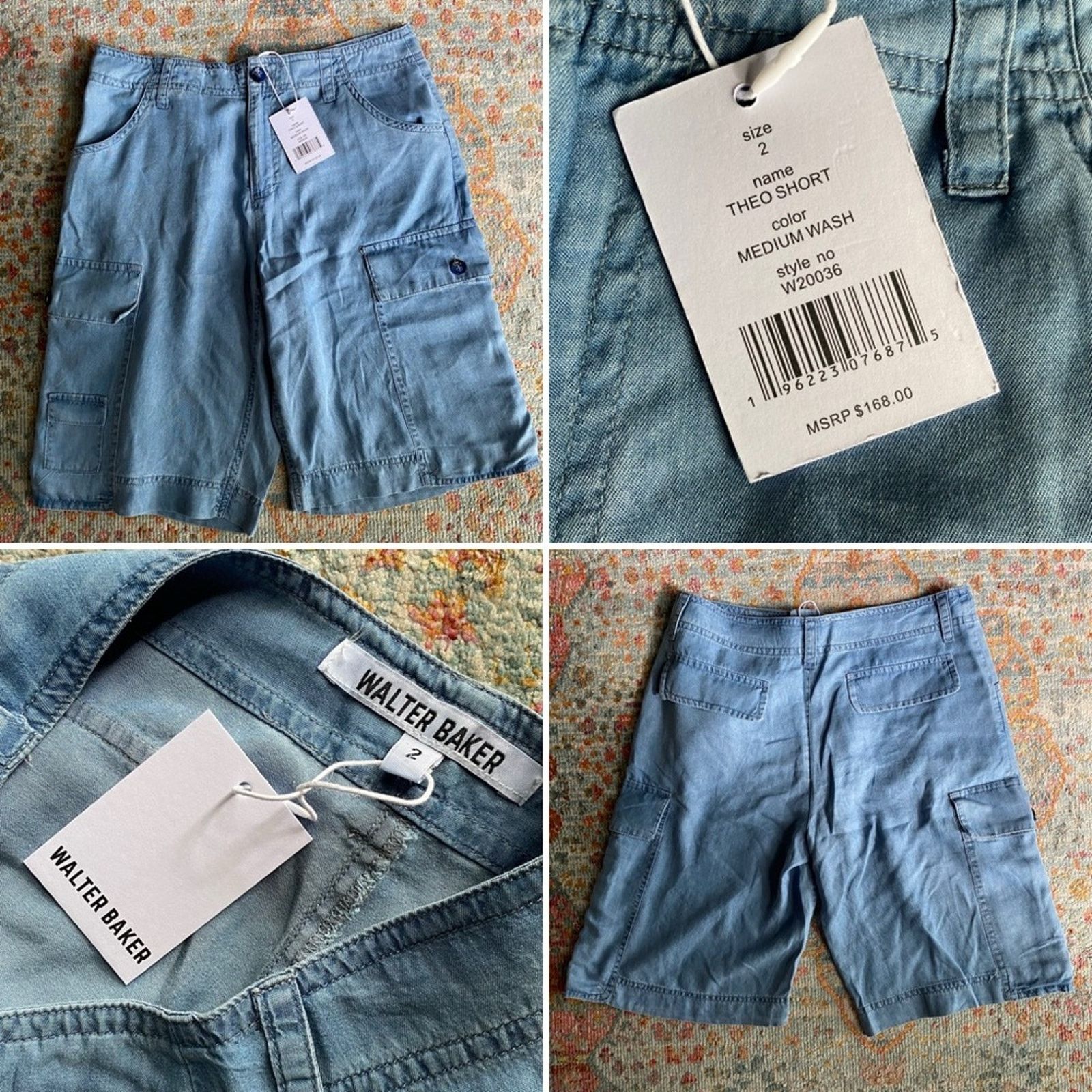 Barker NEW WALTER BAKER $168 Theo Womens Cargo Shorts Chambray 2 Size 26" / US 2 / IT 38 - 1 Thumbnail