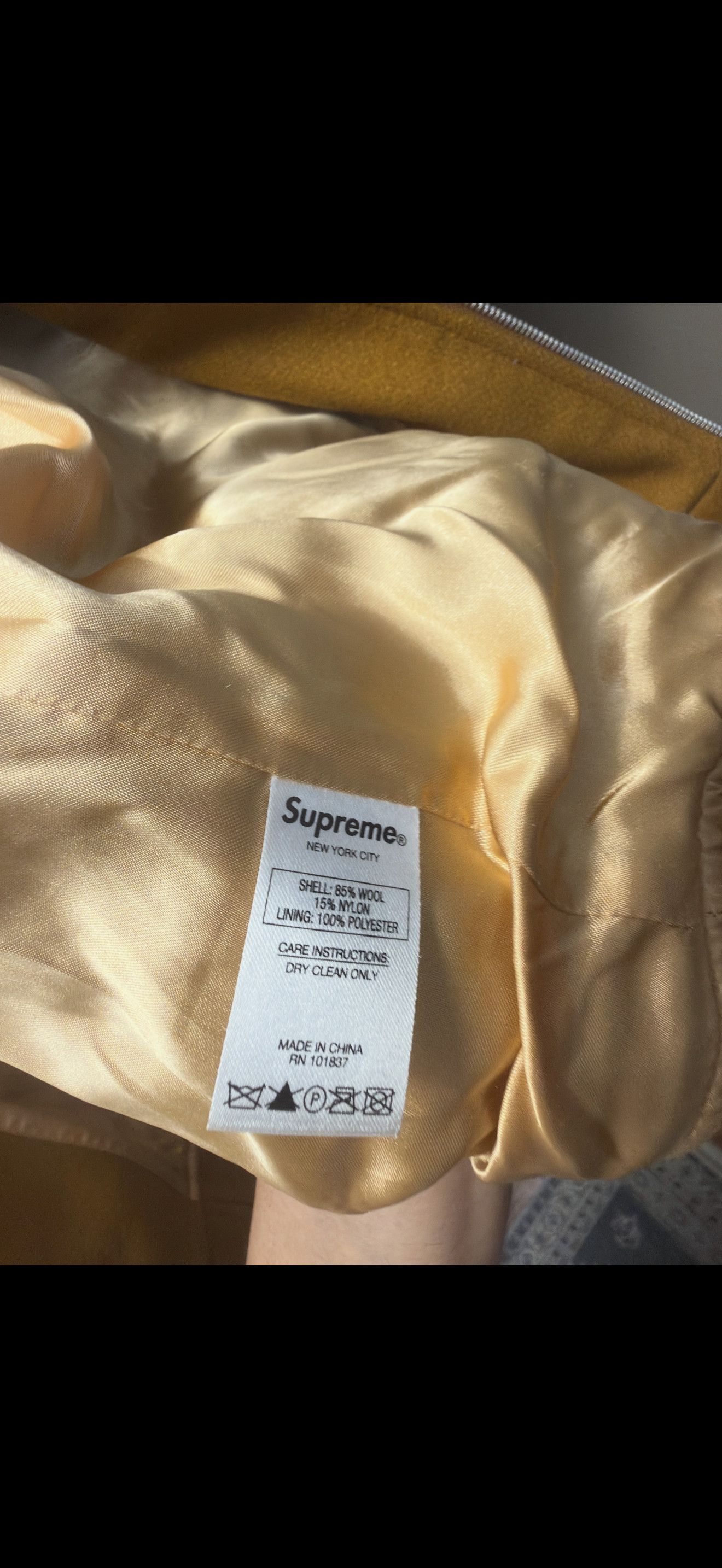 Supreme Supreme 16AW Old English Zip Varsity Jacket Khaki Size US XL / EU 56 / 4 - 3 Thumbnail