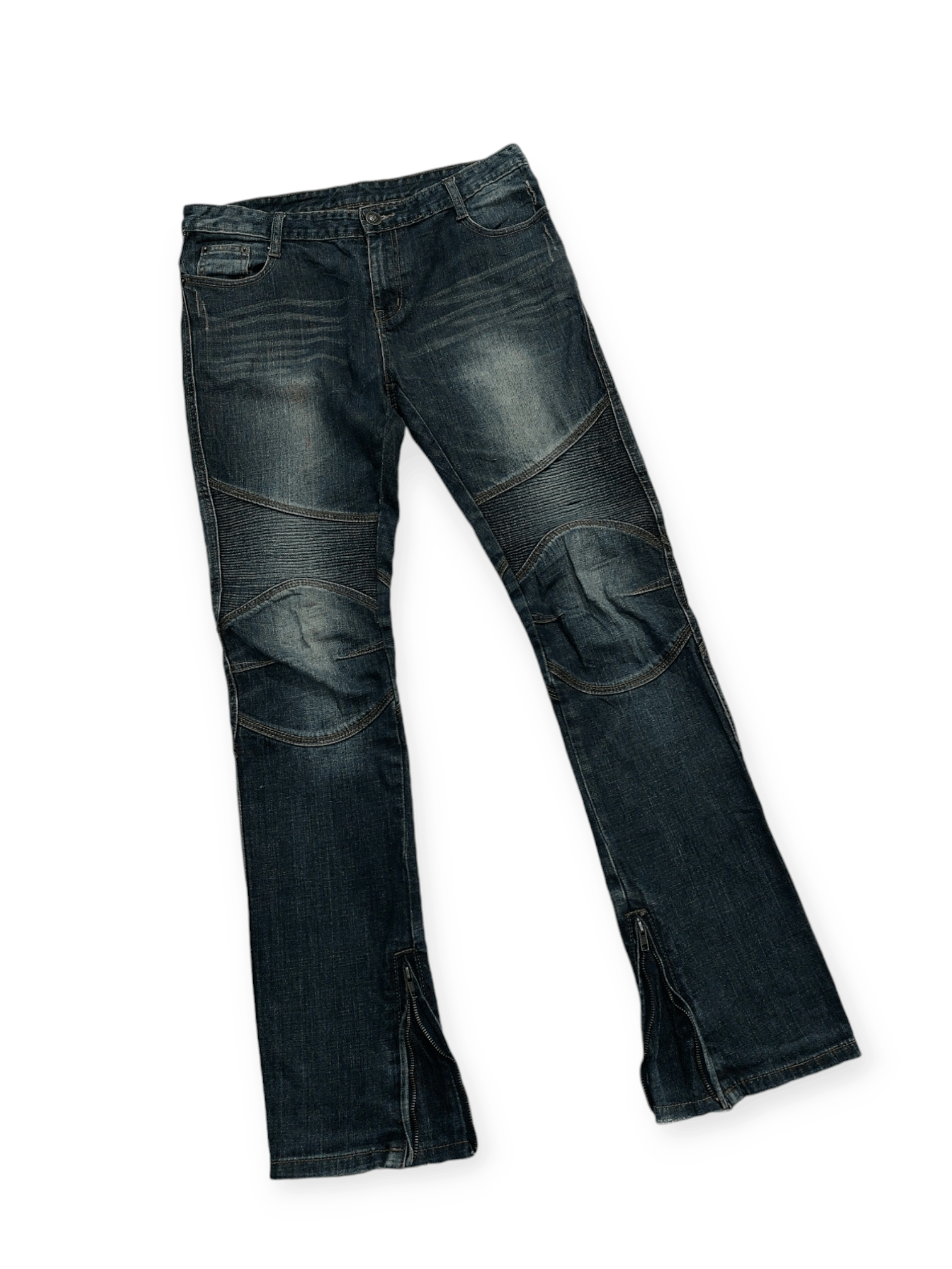 Japanese Brand 🔥 Longli Zipped Flare Punk Biker Denim Size US 33 - 25 Thumbnail