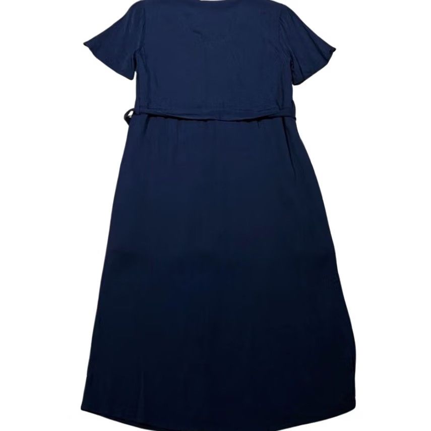 Vintage ModströM Dress - Large V Neck Navy - False Button - Long Size L / US 10 / IT 46 - 2 Thumbnail
