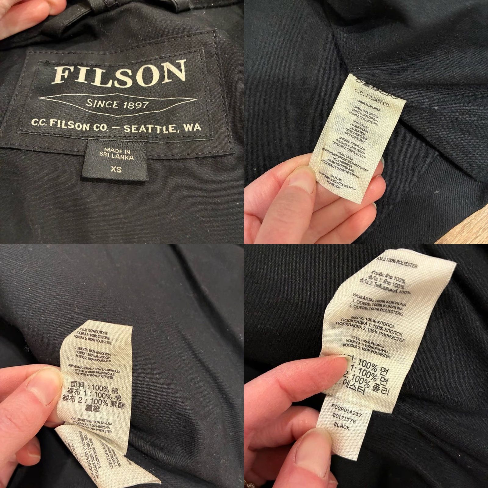Filson VINTAGE Filson Coat Overcoat Men XS Black Cover Cloth Mile Market Waxed Lightweight Coat Jacket Size US XS / EU 42 / 0 - 8 Thumbnail