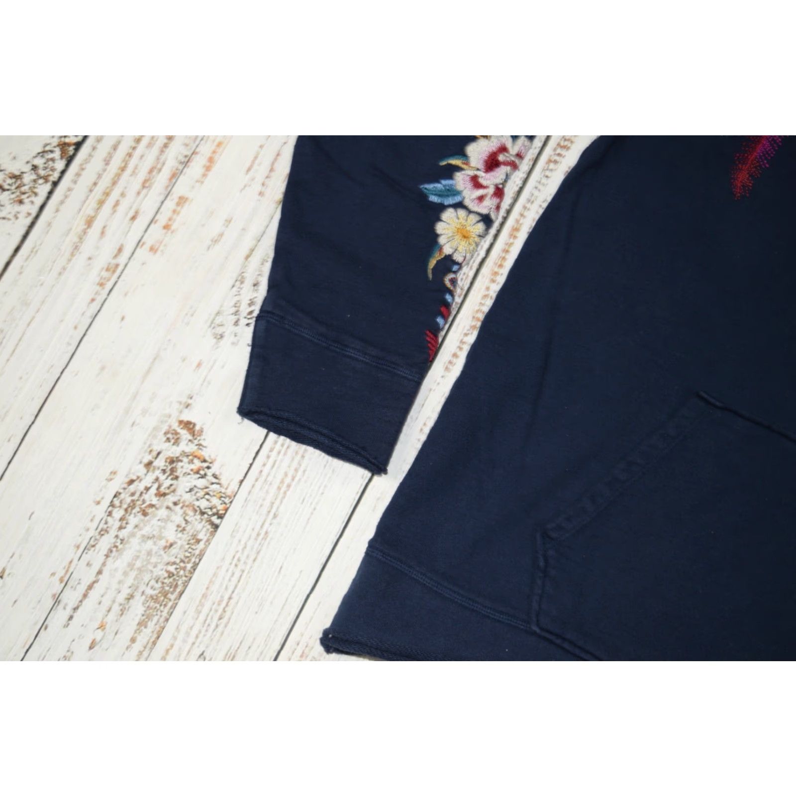 Johnny Was JOHNNY WAS Floral Pullover Hoodie Deep Blue Cotton Womens S Size S / US 4 / IT 40 - 4 Thumbnail