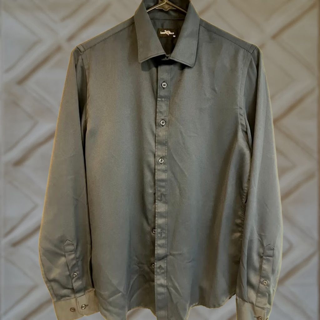 Vintage Smith Mills Long Sleeve Dress Shirt Navy Blue Mens XS Size 34R - 1 Thumbnail