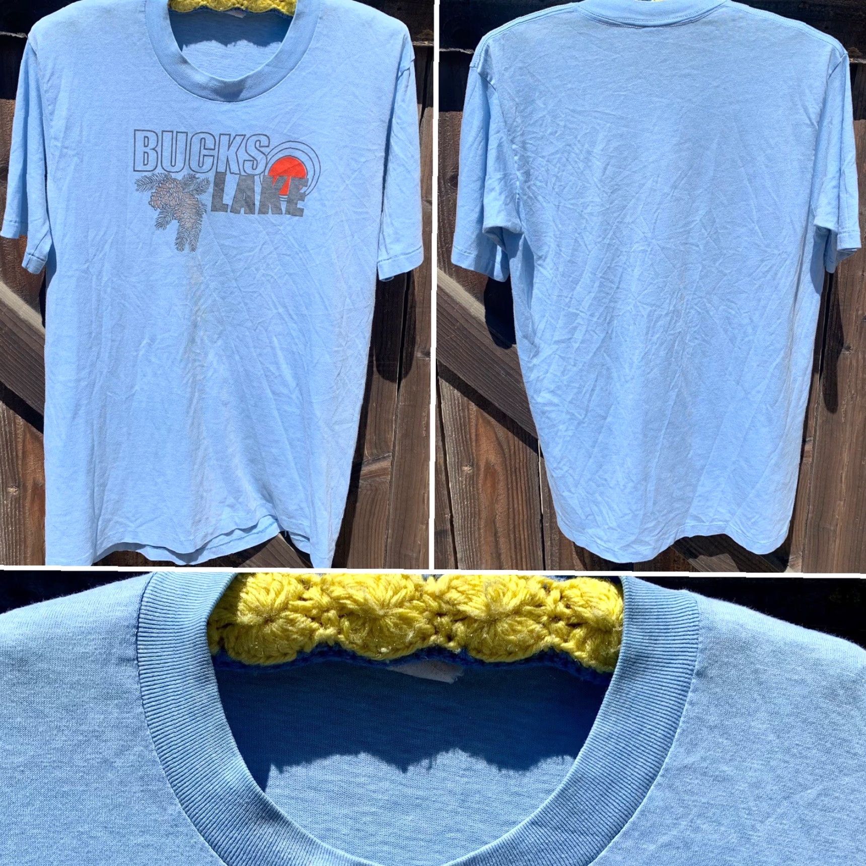 Velva Sheen VINTAGE Velva Sheen Bucks Lake T-Shirt Short Sleeve Unisex Adult L blue 1980s Graphic Tee Sportswear/Beach Mens Size US L / EU 52-54 / 3 - 5 Thumbnail