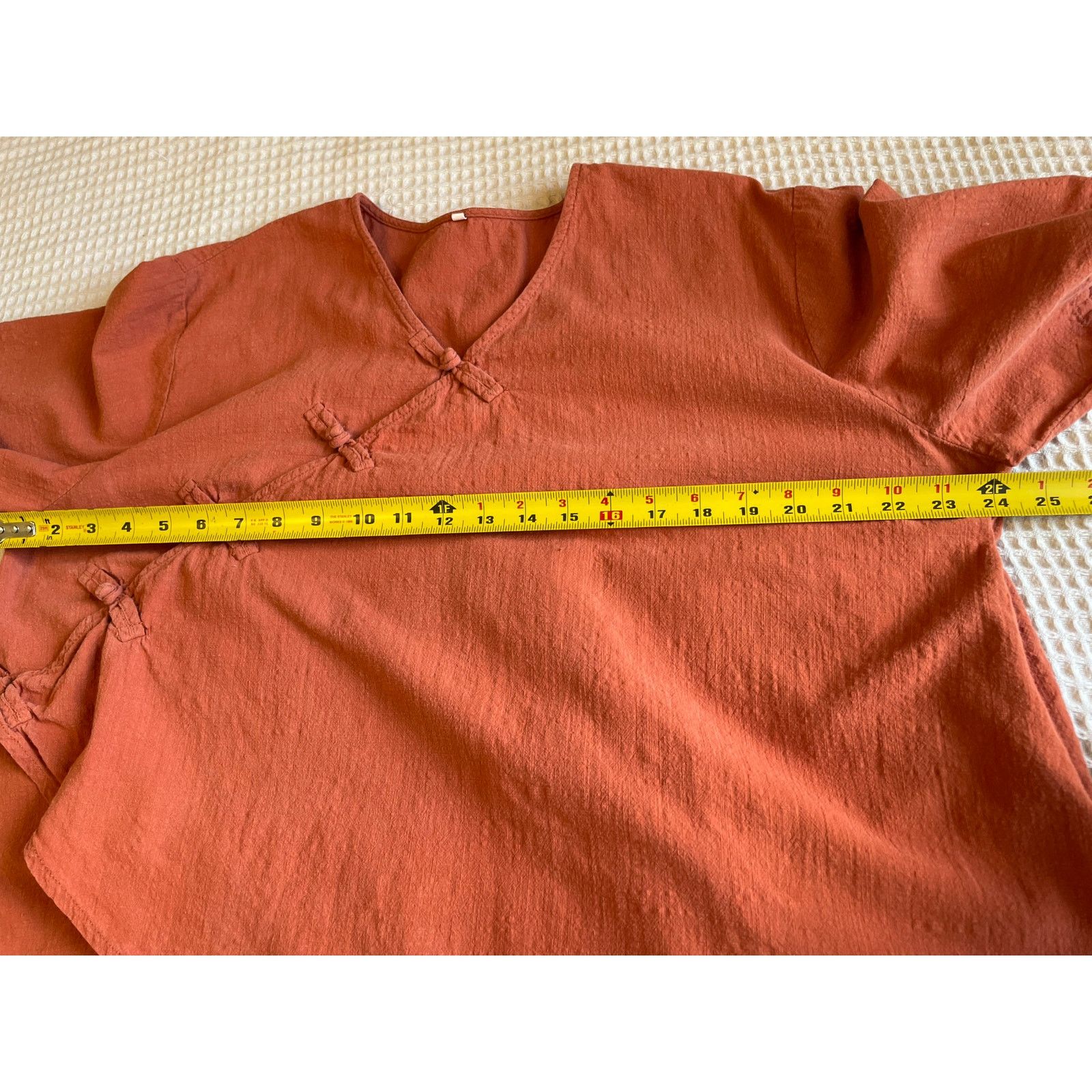 Other Cotton Linen Boho Frog Loop Short Sleeve Orange Tunic Top 2X Size XXL / US 16-18 / IT 52-54 - 5 Thumbnail