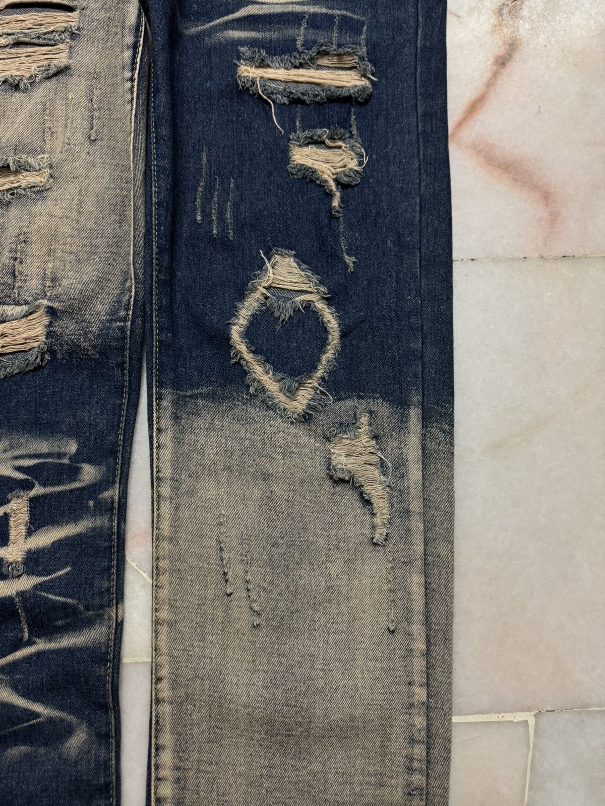 Kapital 💥RARE💥SICK JAPANESE 2 TONE COLOR DISTRESSED RIPPED JEANS Size US 34 / EU 50 - 7 Thumbnail