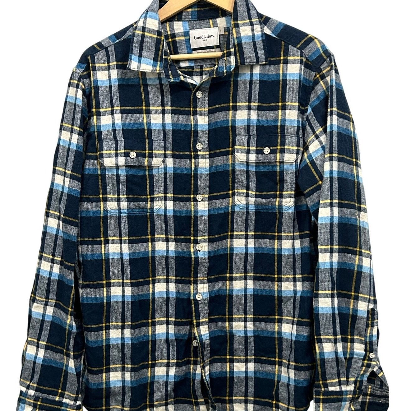 Other Goodfellow Co Mens Large Blue Yellow Plaid Flannel Shirt Size US L / EU 52-54 / 3 - 1 Thumbnail