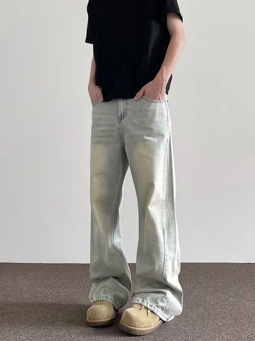 VIBE Light Blue Stacked Denim Jeans, Flared Baggy Jeans Size US 30 / EU 46 - 8 Thumbnail