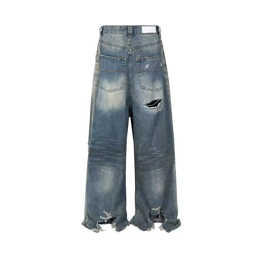 Jean Frayed Distressed Baggy Jeans Size US 32 / EU 48 - 2 Thumbnail