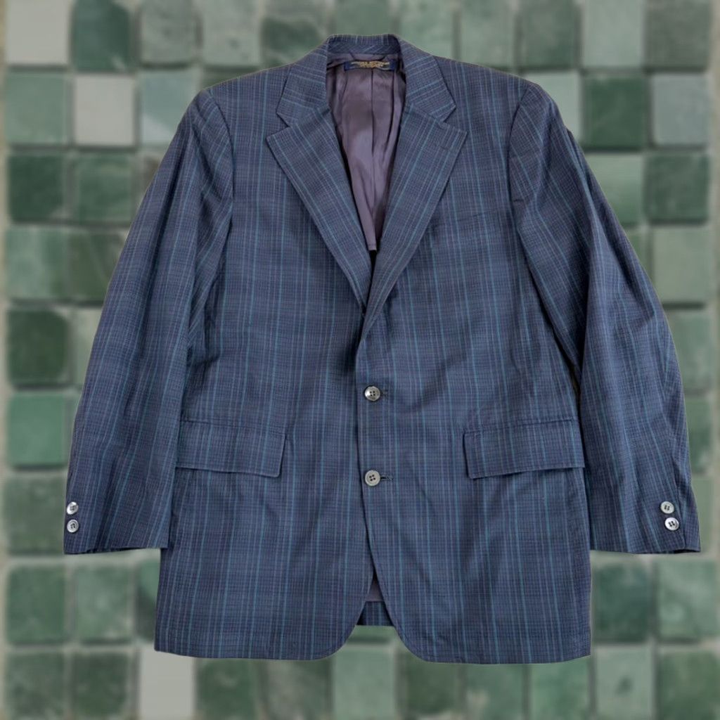 Brooks Brothers VINTAGE Brooks Brothers Blazer Sport Coat Blue Plaid Men 42R Regular Fit Two-Button Notch Lapel USA Size 42R - 1 Thumbnail