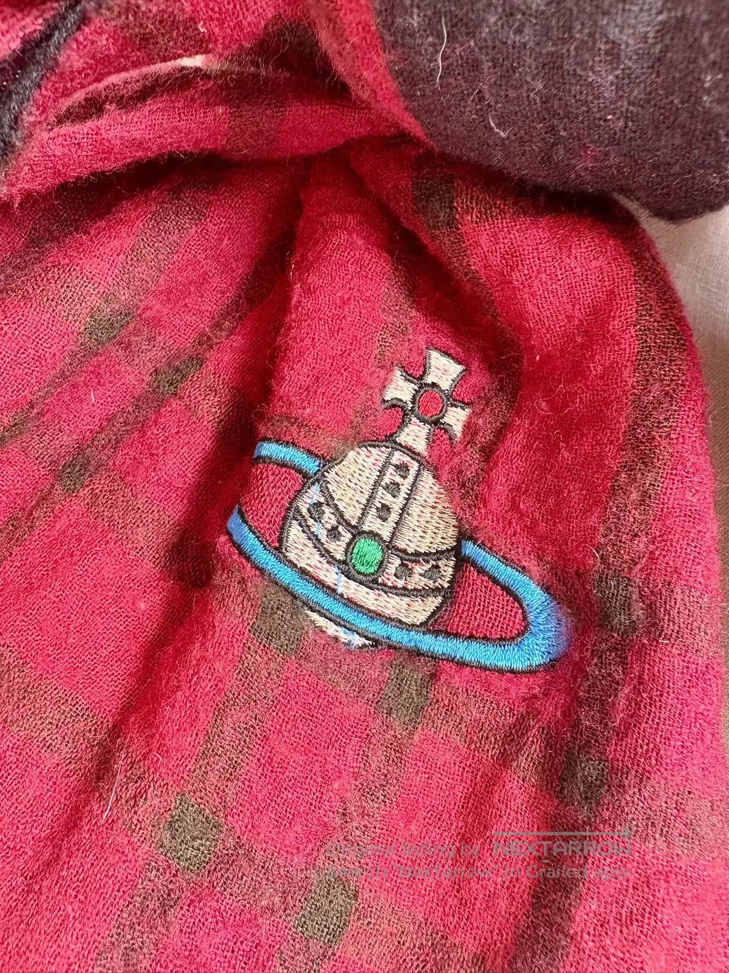 Vivienne Westwood Vivienne Westwood Red Brown Plaid Saturn Scarf. Size ONE SIZE - 5 Thumbnail
