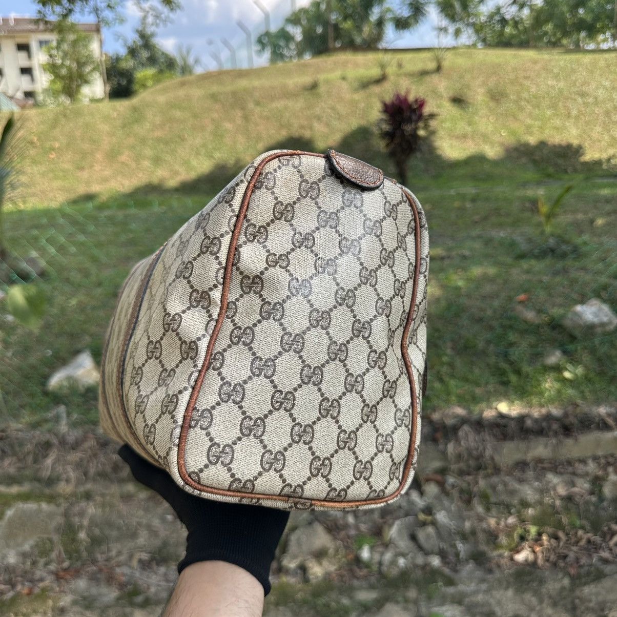Gucci Vintage Gucci Monogram Boston Bag Canvas Shelly Line Size ONE SIZE - 6 Thumbnail