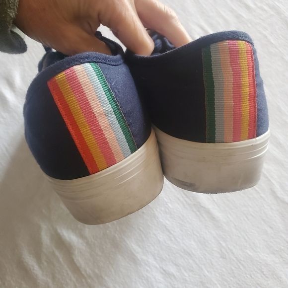 Boden Boden Canvas Platform Rainbow Striped Plimsolls Sz. 41 (10) Size US 10 / IT 40 - 6 Thumbnail