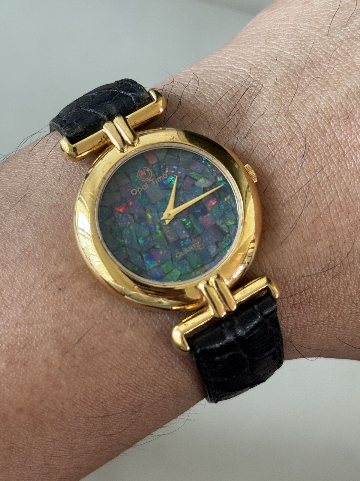Vintage VINTAGE OPAL TIME NATURAL BLACK OPAL STONE DRESSWATCH Size 32 - 1 Thumbnail