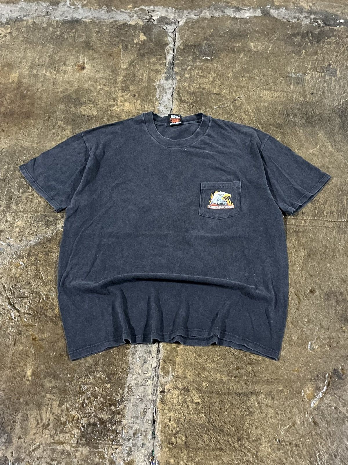 Harley Davidson × Vintage Crazy Vintage 90s Harley Davidson Faded Eagle Pocket Tee Size US XL / EU 56 / 4 - 1 Thumbnail