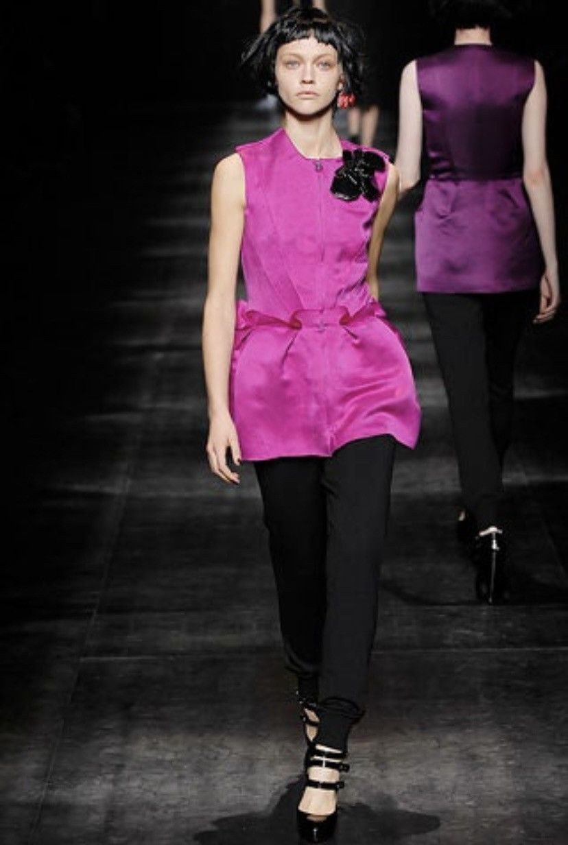 image of Lanvin Fall 2007 Runway Fuchsia Pink Silk Blouse, Women's (Size Small)