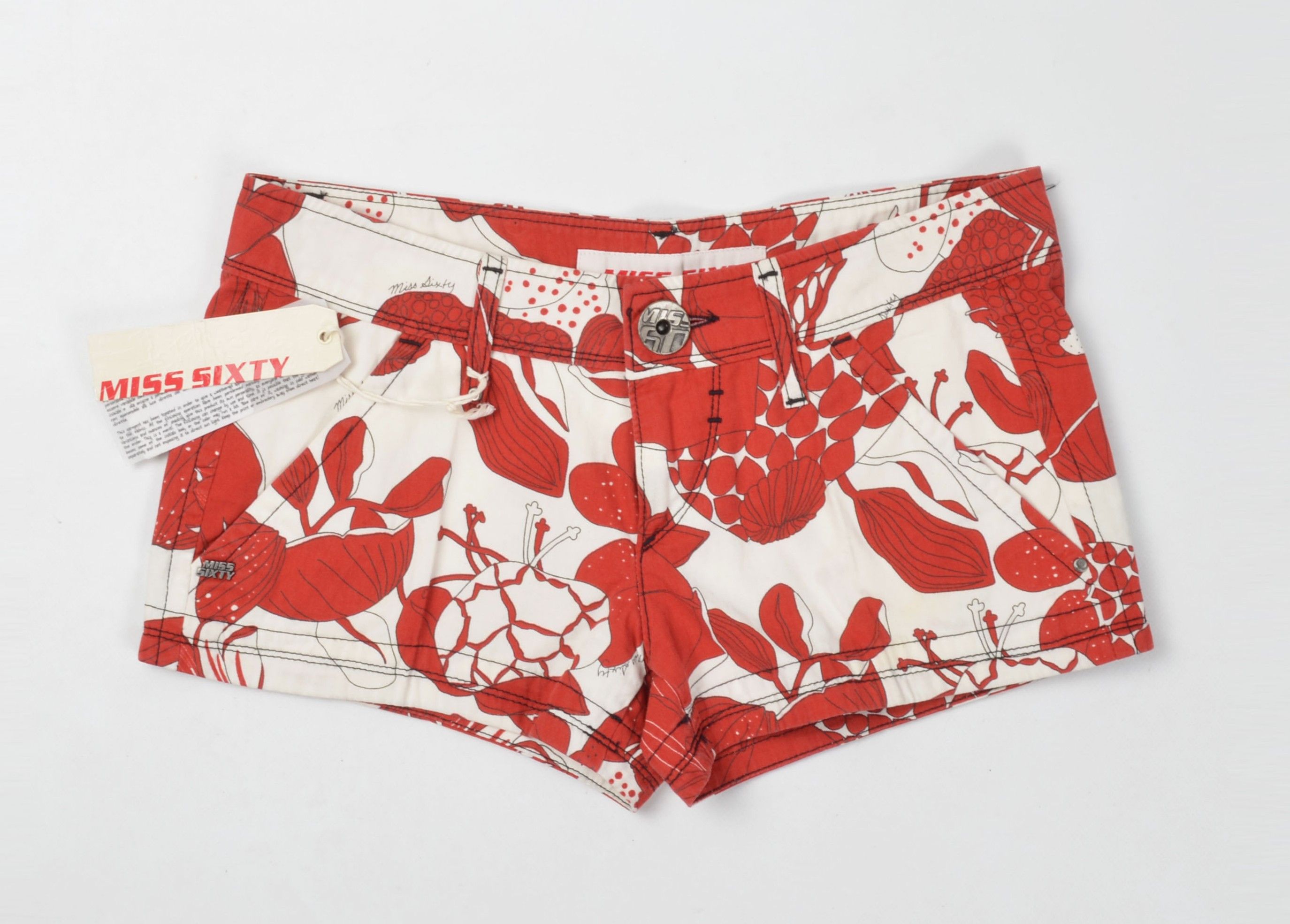 Miss Sixty Vintage Miss Sixty Y2K Red Floral Coquette Mini Shorts Size 30" / US 8 / IT 44 - 1 Thumbnail