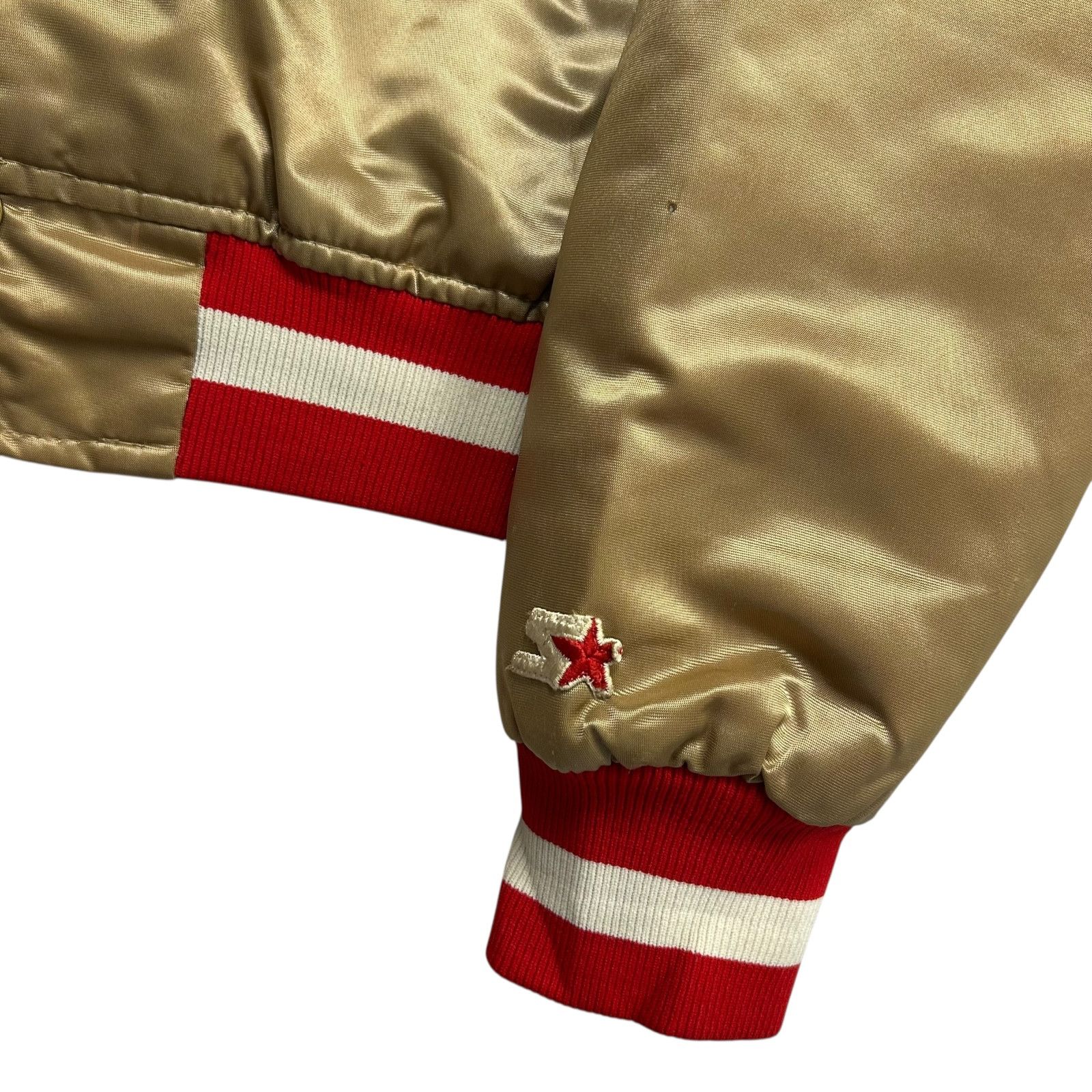 NFL × Starter × Vintage 90s SAN FRANCISCO 49ERS SATIN BOMBER JACKET SPELL OUT Size US L / EU 52-54 / 3 - 5 Thumbnail