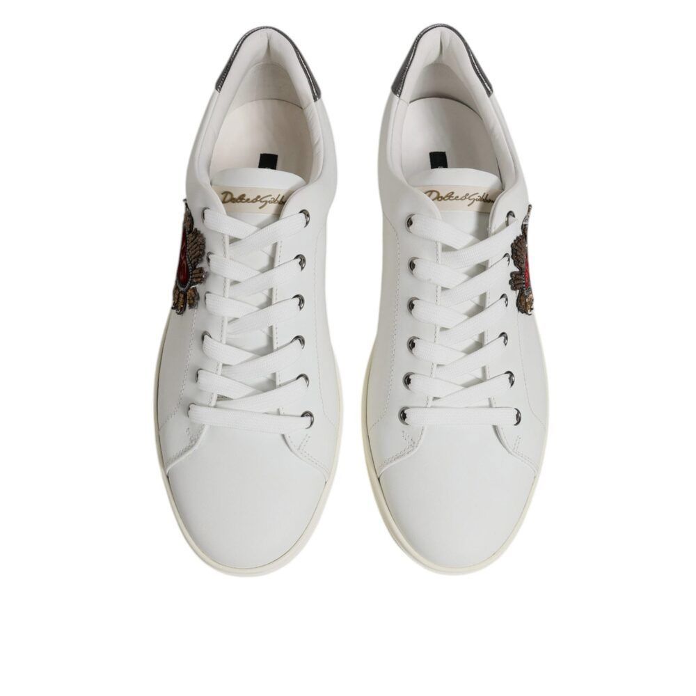 Dolce & Gabbana Dolce & Gabbana White Leather Heart Embellished Sneakers Sho Size US 8 / EU 41 - 3 Thumbnail