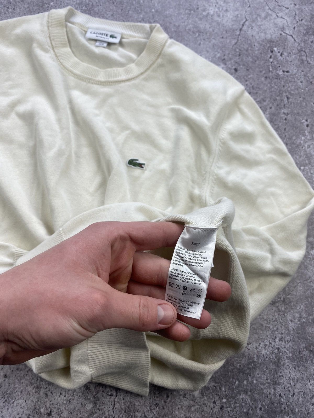 Lacoste × Vintage Lacoste Vintage Sweater Box Fit Size M Milky Wool Knit Size US M / EU 48-50 / 2 - 7 Thumbnail