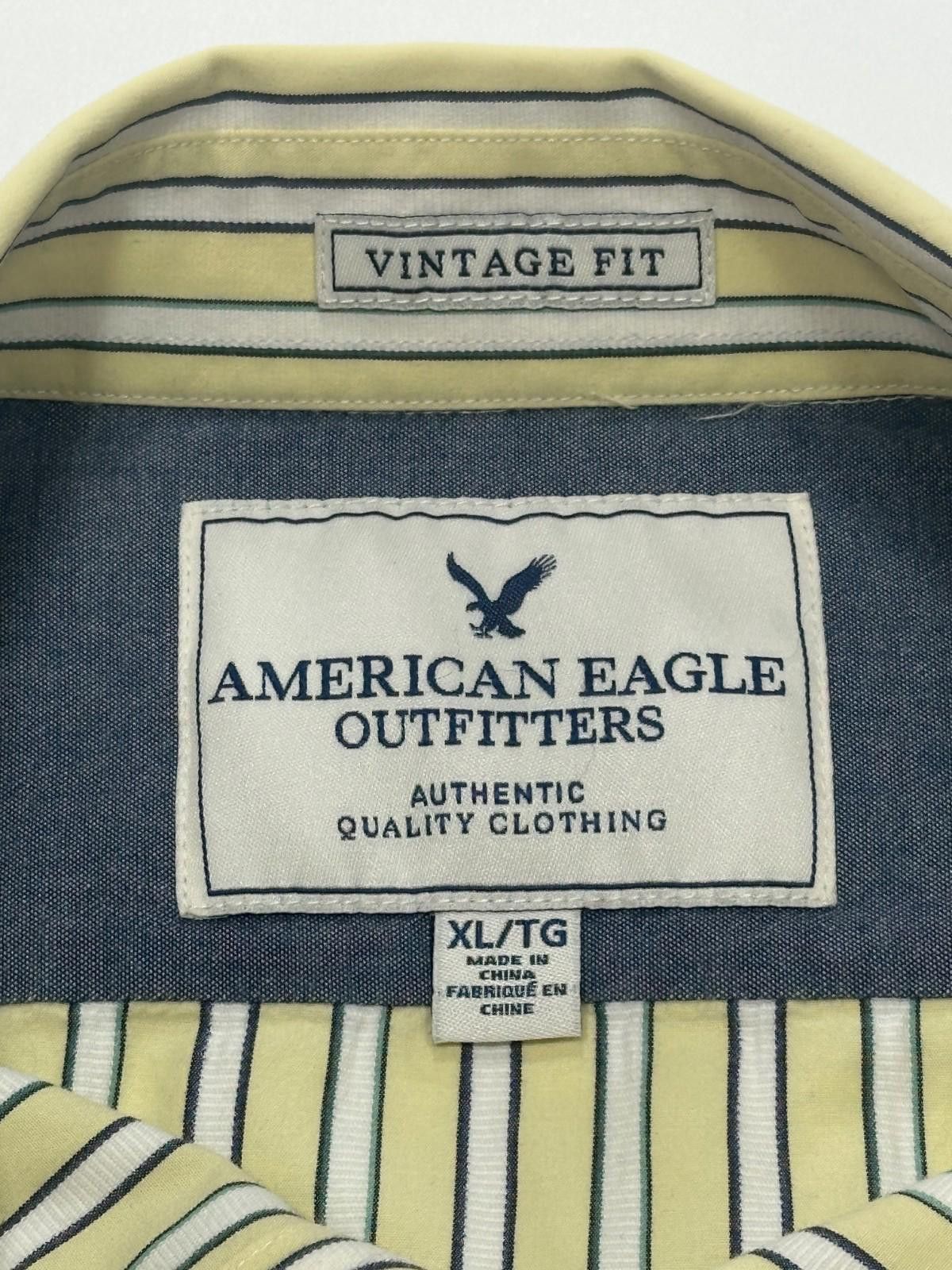 American Eagle Outfitters American Eagle Vintage Fit Cotton Button Up Yellow Mens XL Size US XL / EU 56 / 4 - 3 Thumbnail